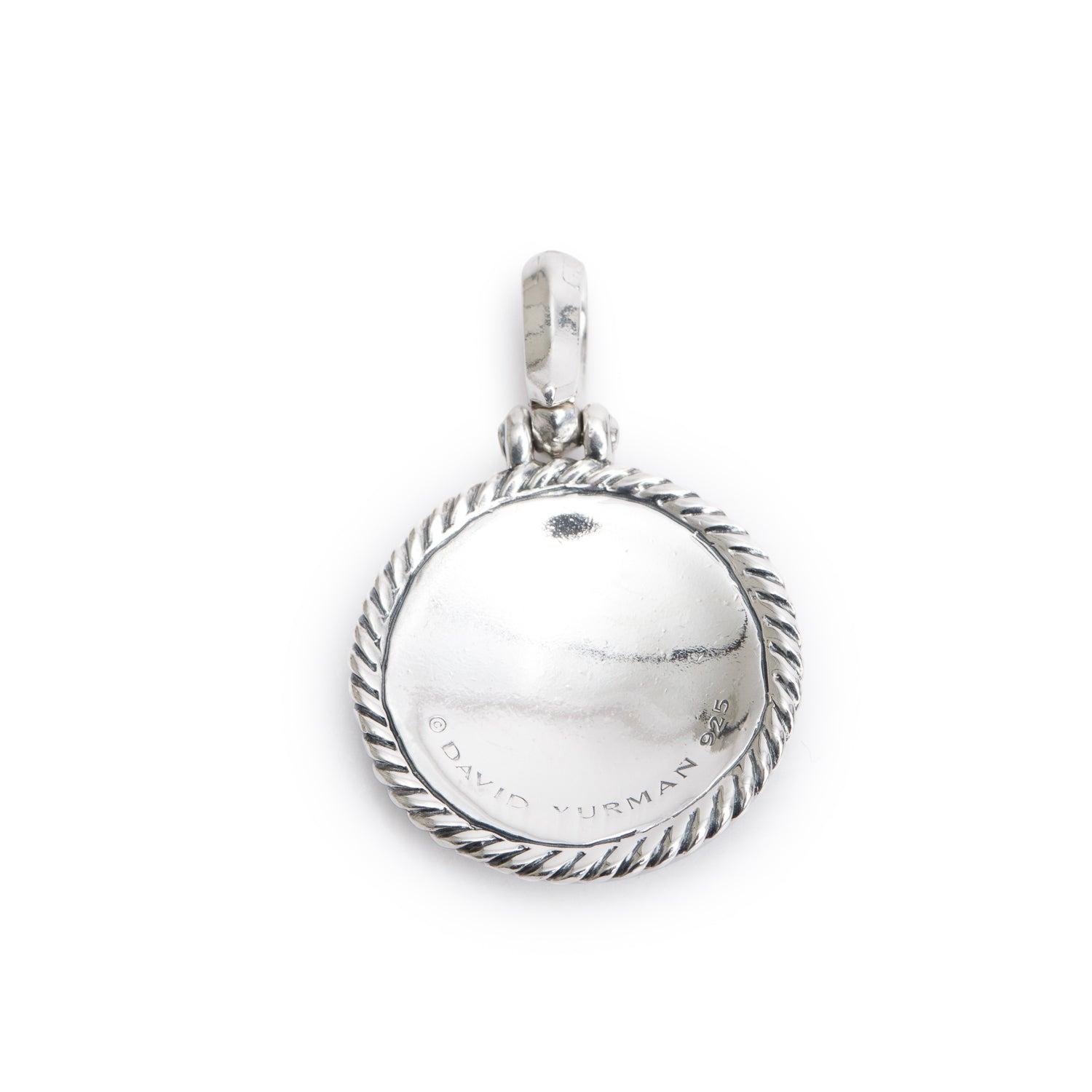 David Yurman Sterling Silver Cable Collectible Diamond Lotus Amulet Pendant