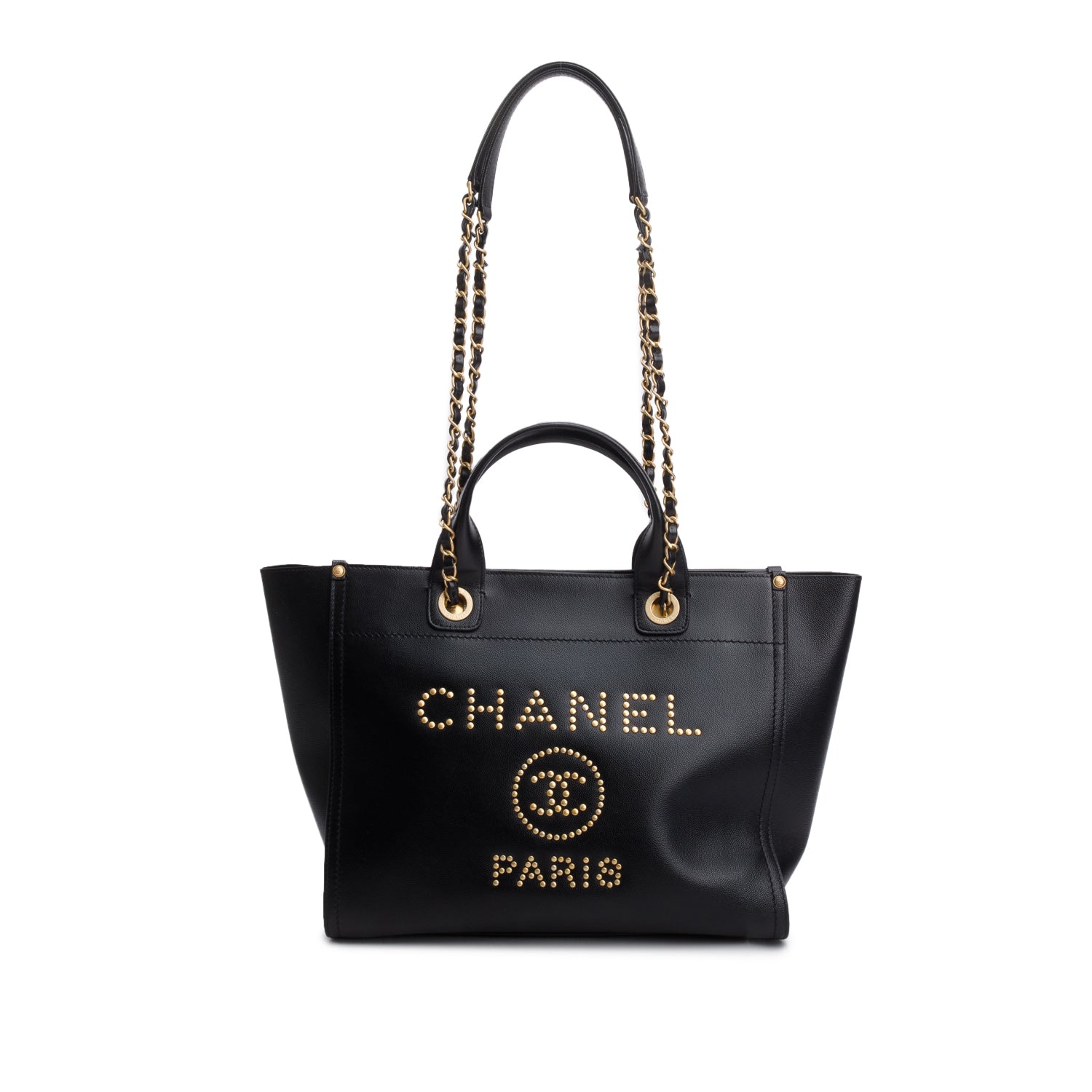 Chanel Black Caviar Small Studded Deauville Tote