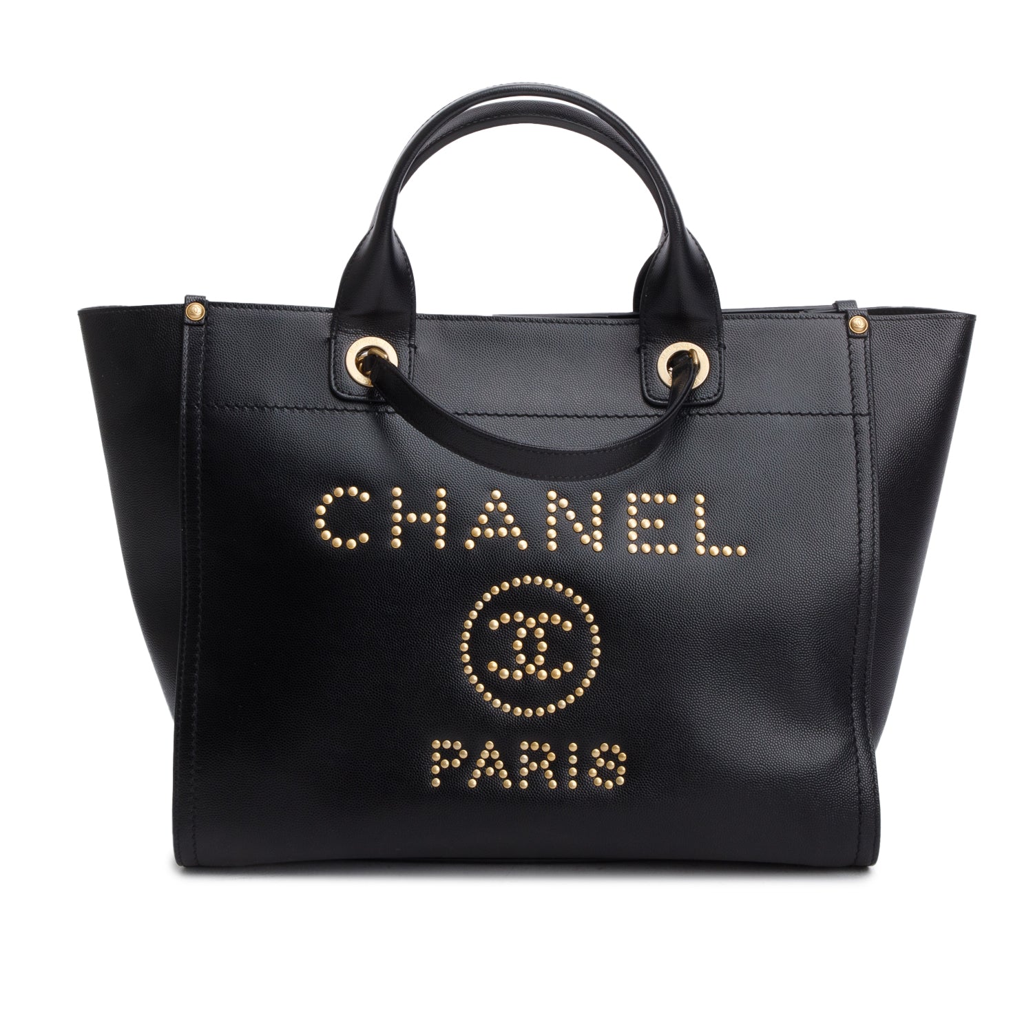 Chanel Black Caviar Small Studded Deauville Tote