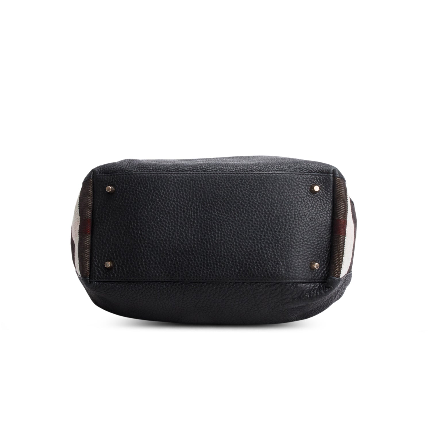 Burberry Black Grainy Calfskin House Check Medium Maidstone w/ Receipt
