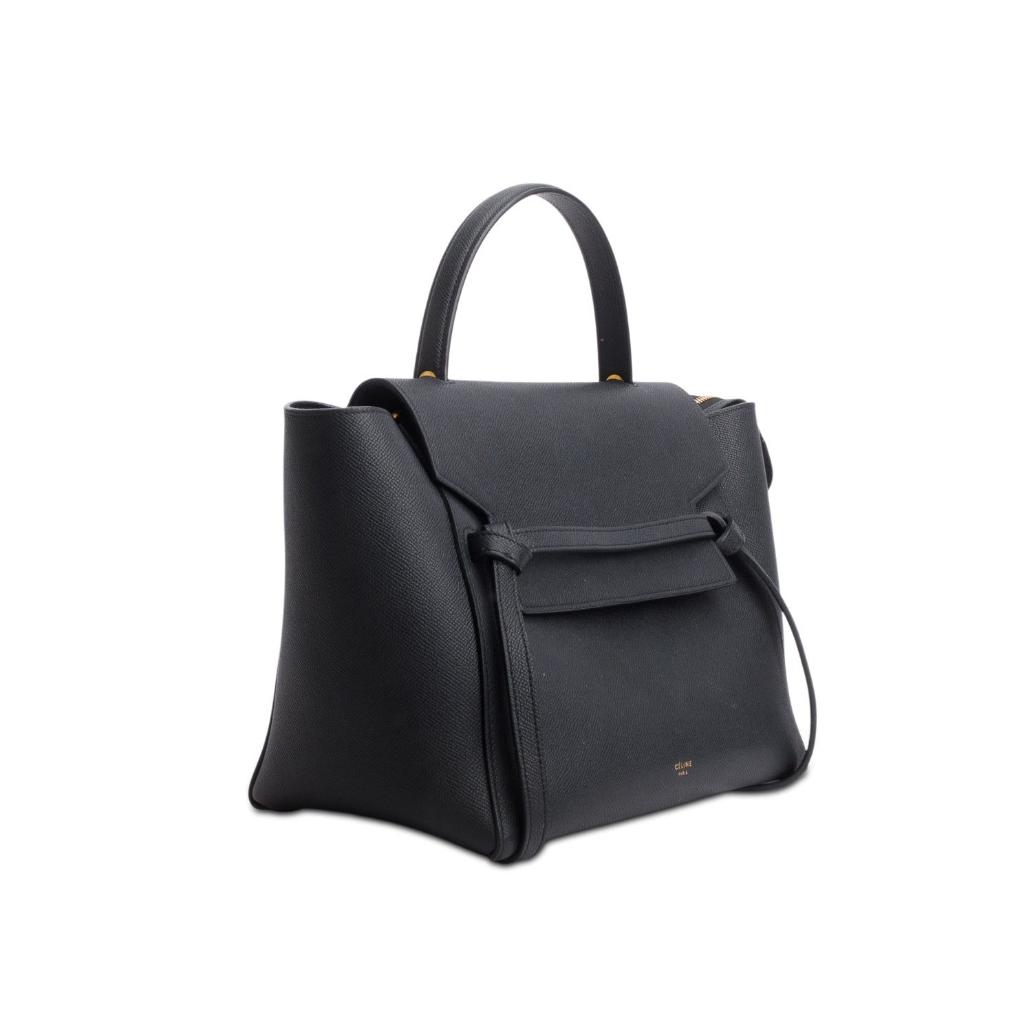 Celine Black Grained Calfskin Mini Belt Bag w/ Strap
