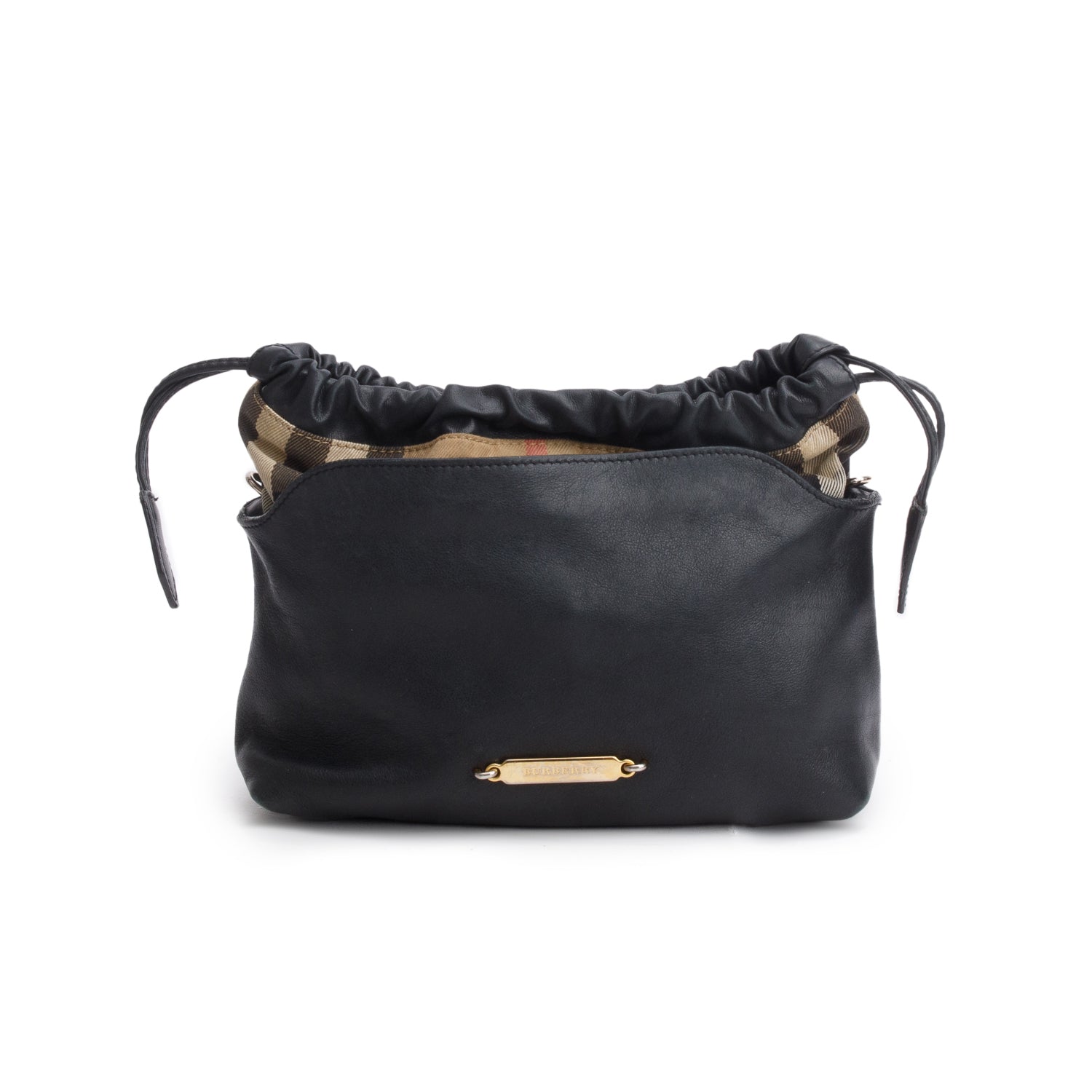 Burberry Black Calfskin House Check Little Crush Crossbody