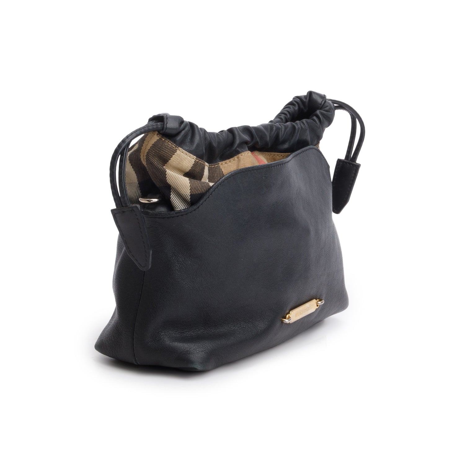 Burberry Black Calfskin House Check Little Crush Crossbody