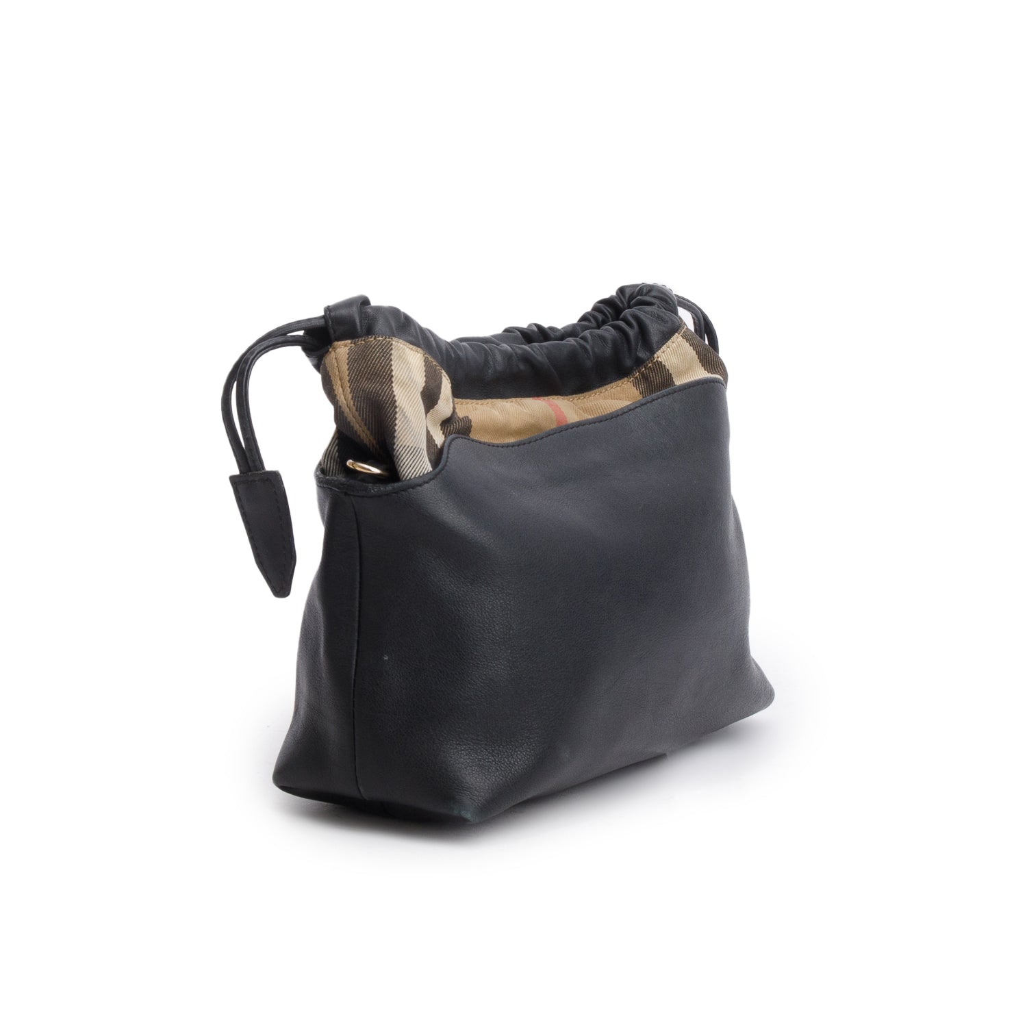 Burberry Black Calfskin House Check Little Crush Crossbody