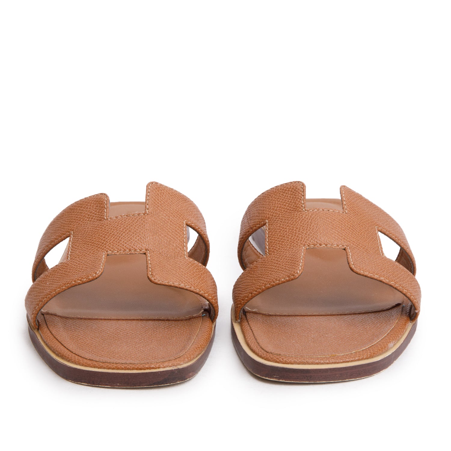 Hermes Gold Epsom Calfskin Oran Sandals, Women's Size 39 w/ Box
