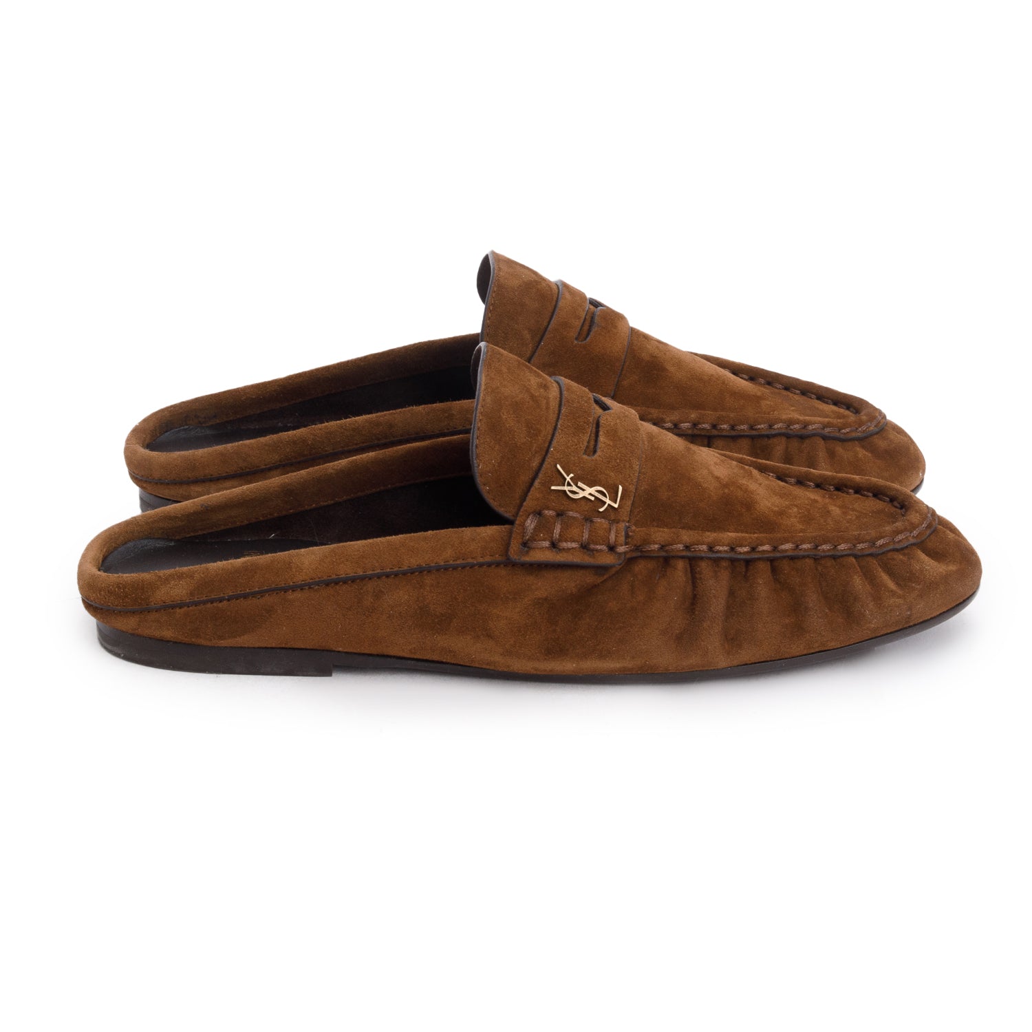 Saint Laurent 2026 Brown Suede Le Loafer Mules, Women's Size 39 w/ Box & Receipt
