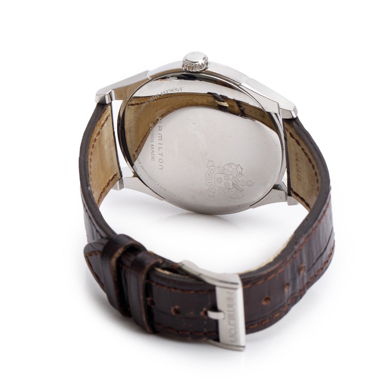 Hamilton Stainless Steel Thin O Matic 42 MM Automatic Watch Silver Dial H387150