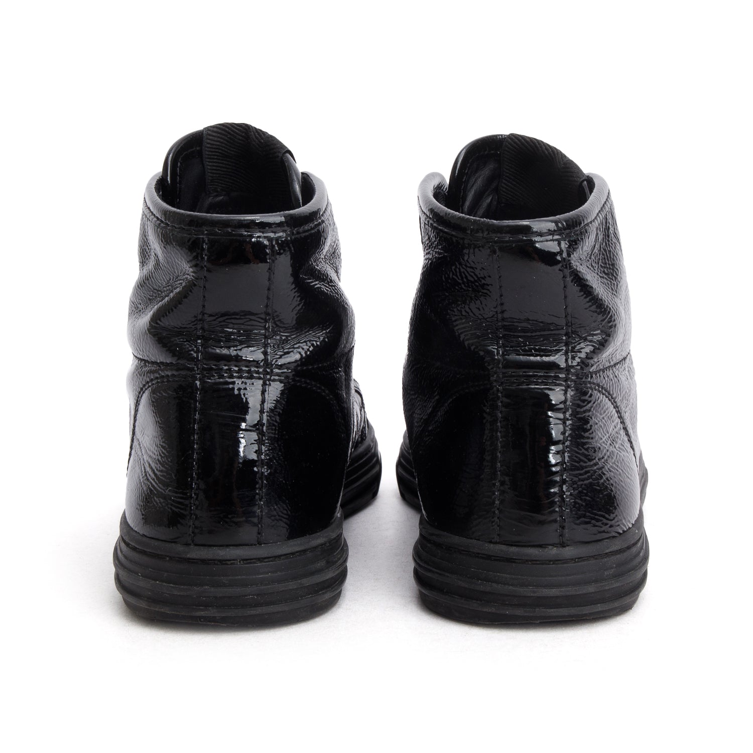 Gucci Black Soft Patent Leather High Top Sneakers, Women's Size 36 w/ Box