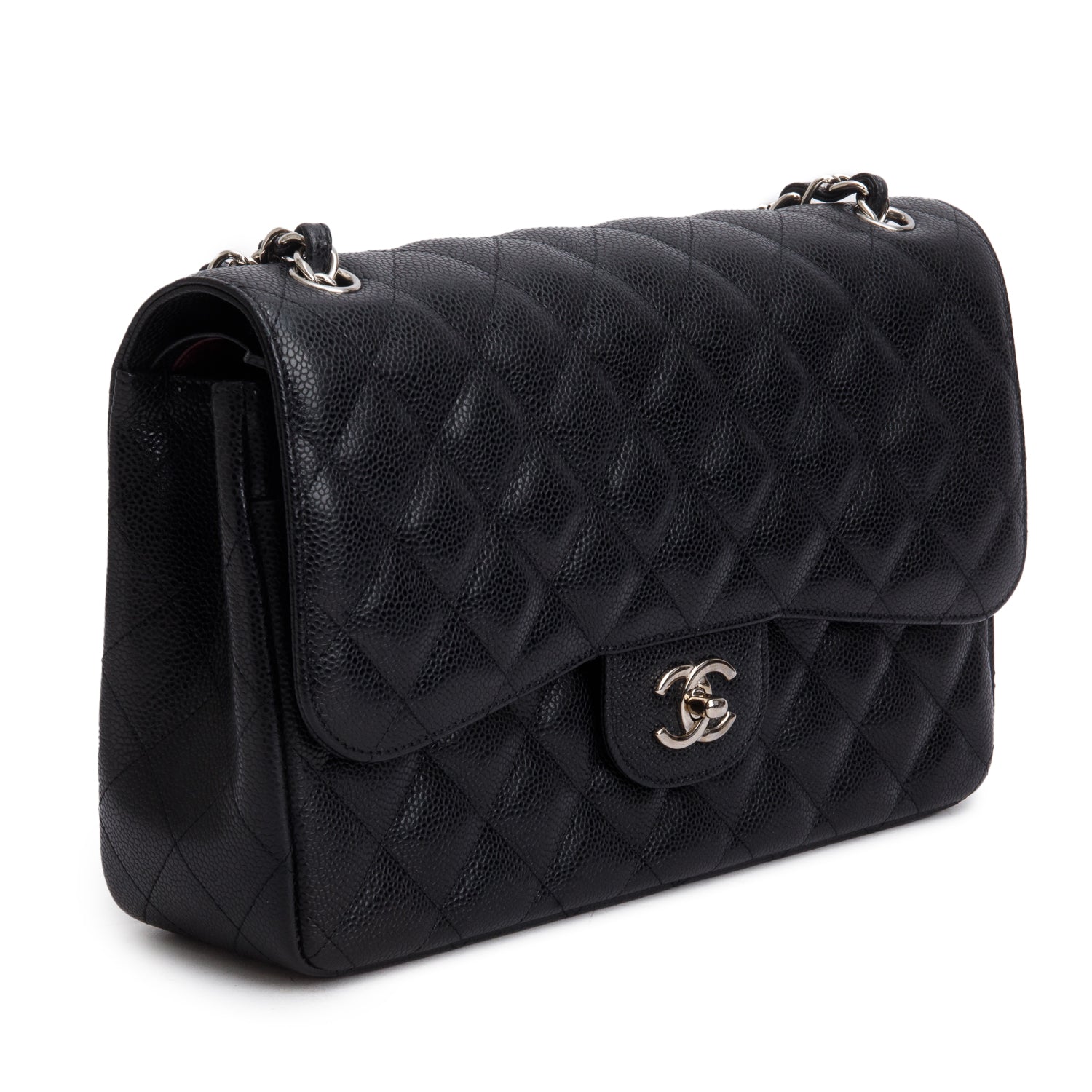 Chanel Black Caviar Jumbo Classic Double Flap Bag w/ Box, Authenticity Card & Receipt