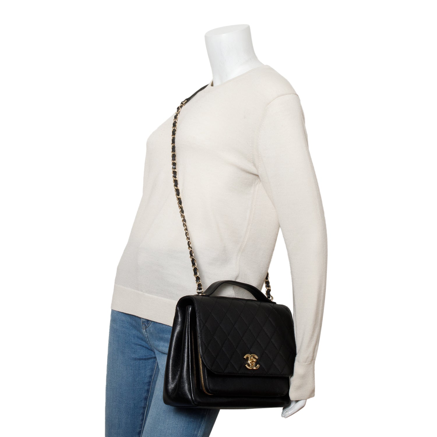 Chanel Black Caviar Quilted Large Business Affinity Flap w/ Authenticity Card & Receipt