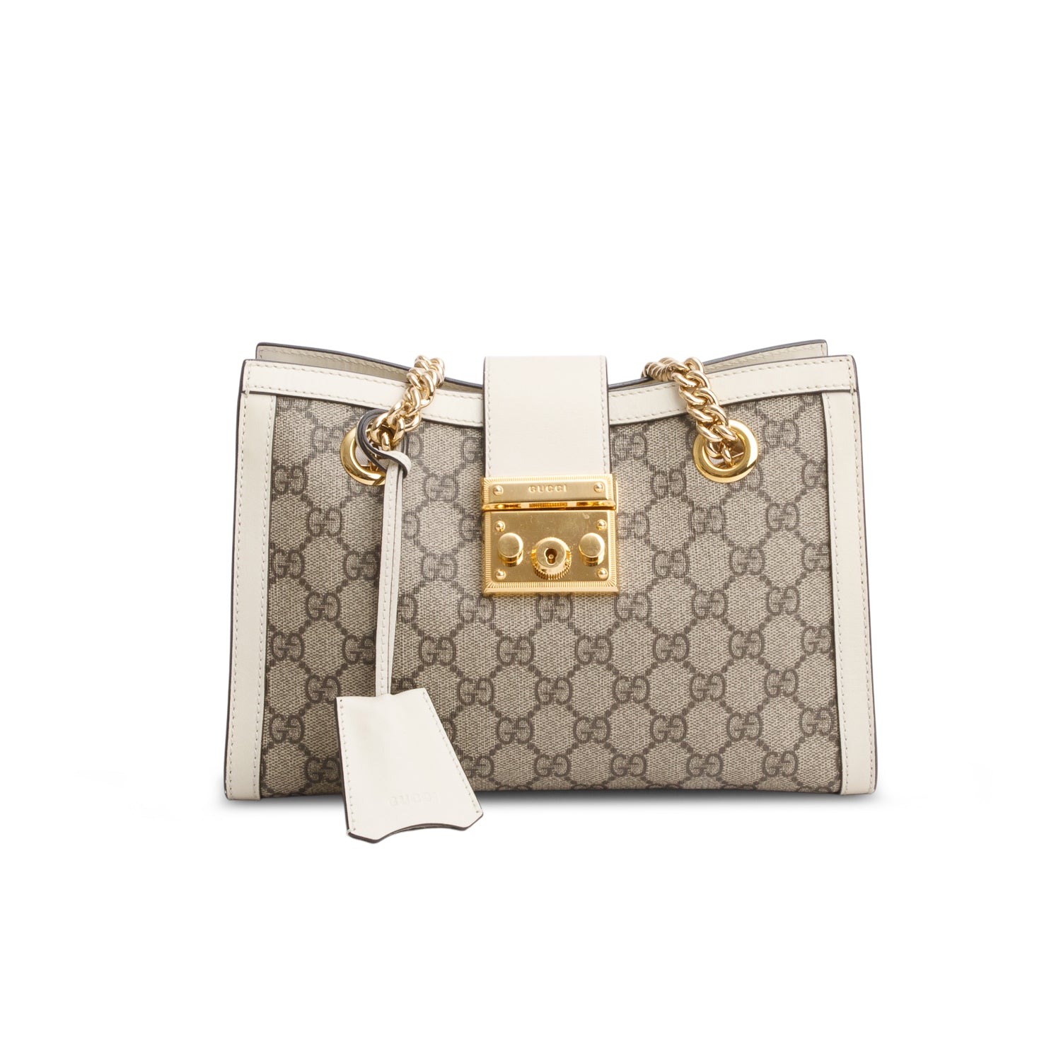 Gucci GG Supreme Monogram Moon Calfskin Small Padlock Tote