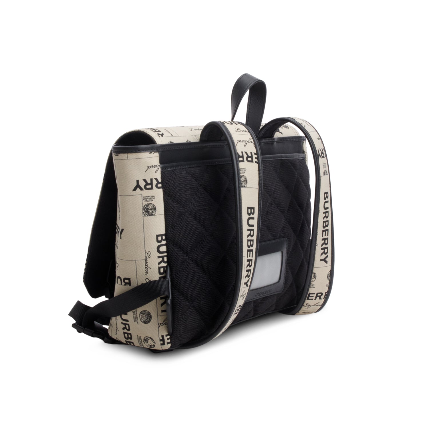 Burberry Beige Nylon Logo Print Backpack