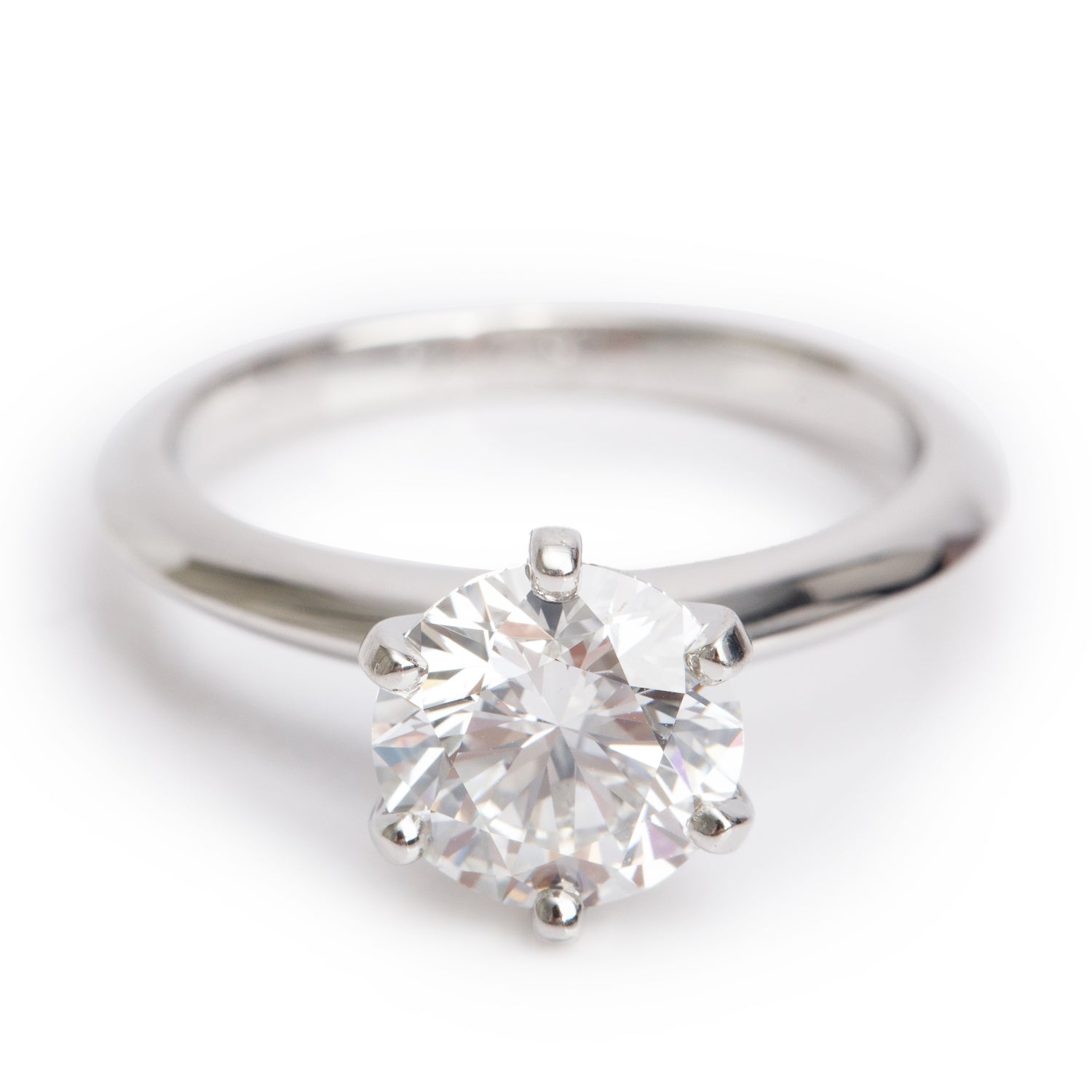 Tiffany & Co. Platinum 1.87 ct. Diamond Solitaire Engagement Ring, Size 6 w/ Box & Papers