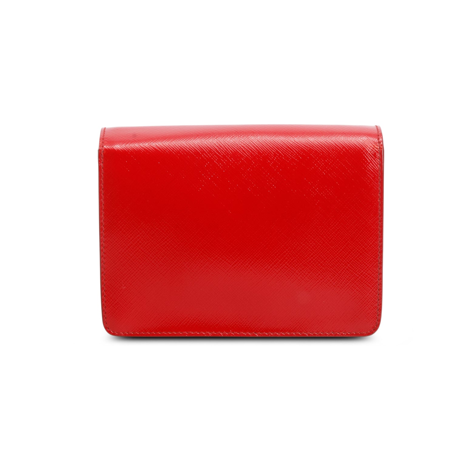 Prada Red Saffiano Vernice Wallet on Strap w/ Authenticity Card