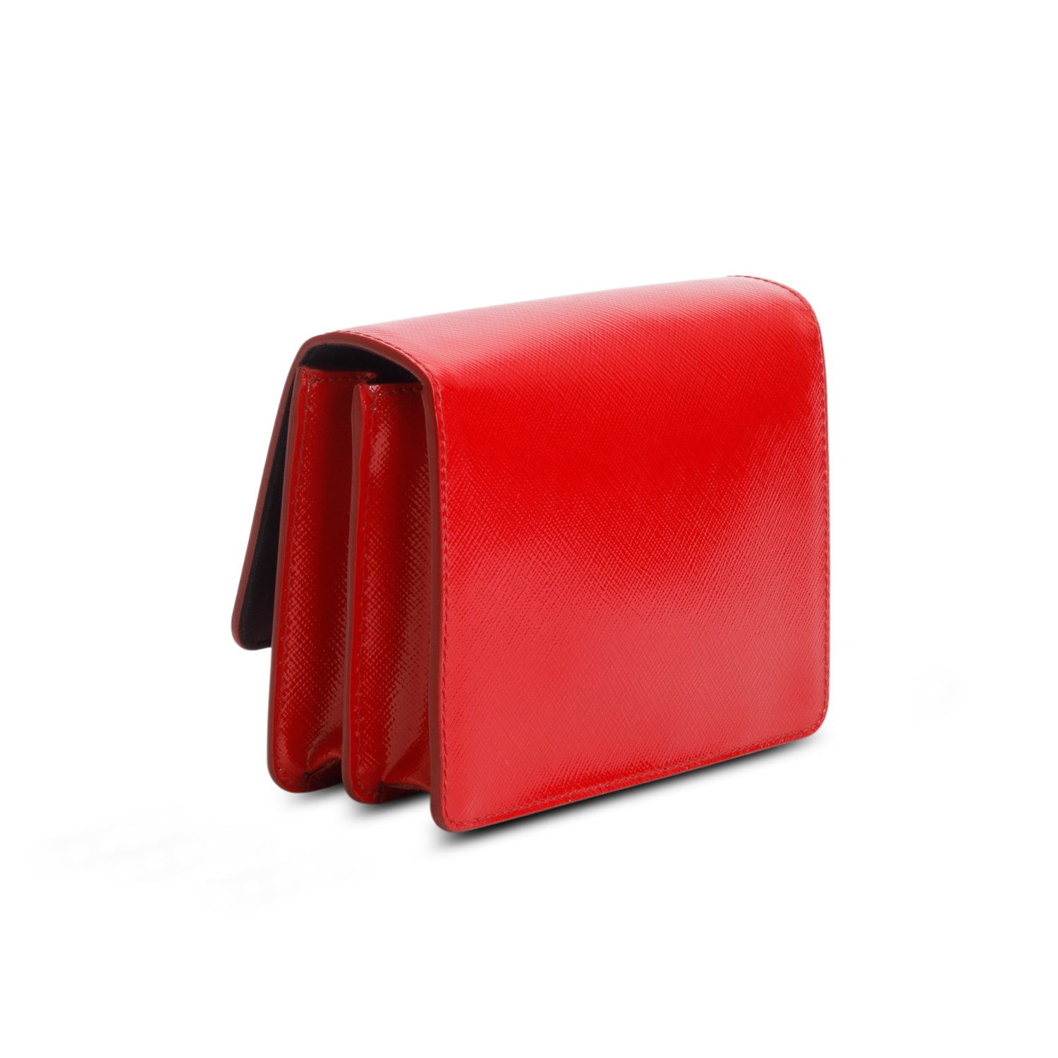 Prada Red Saffiano Vernice Wallet on Strap w/ Authenticity Card
