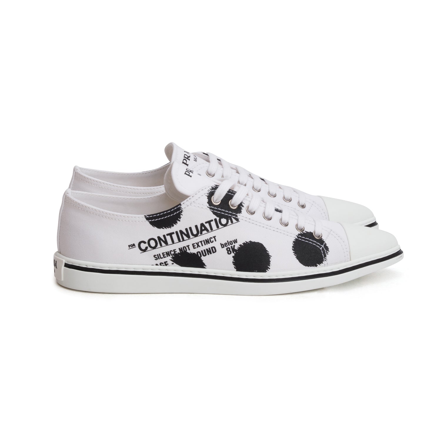 Prada White Canvas Gabardine Polka Sneakers, Women's Size 39.5