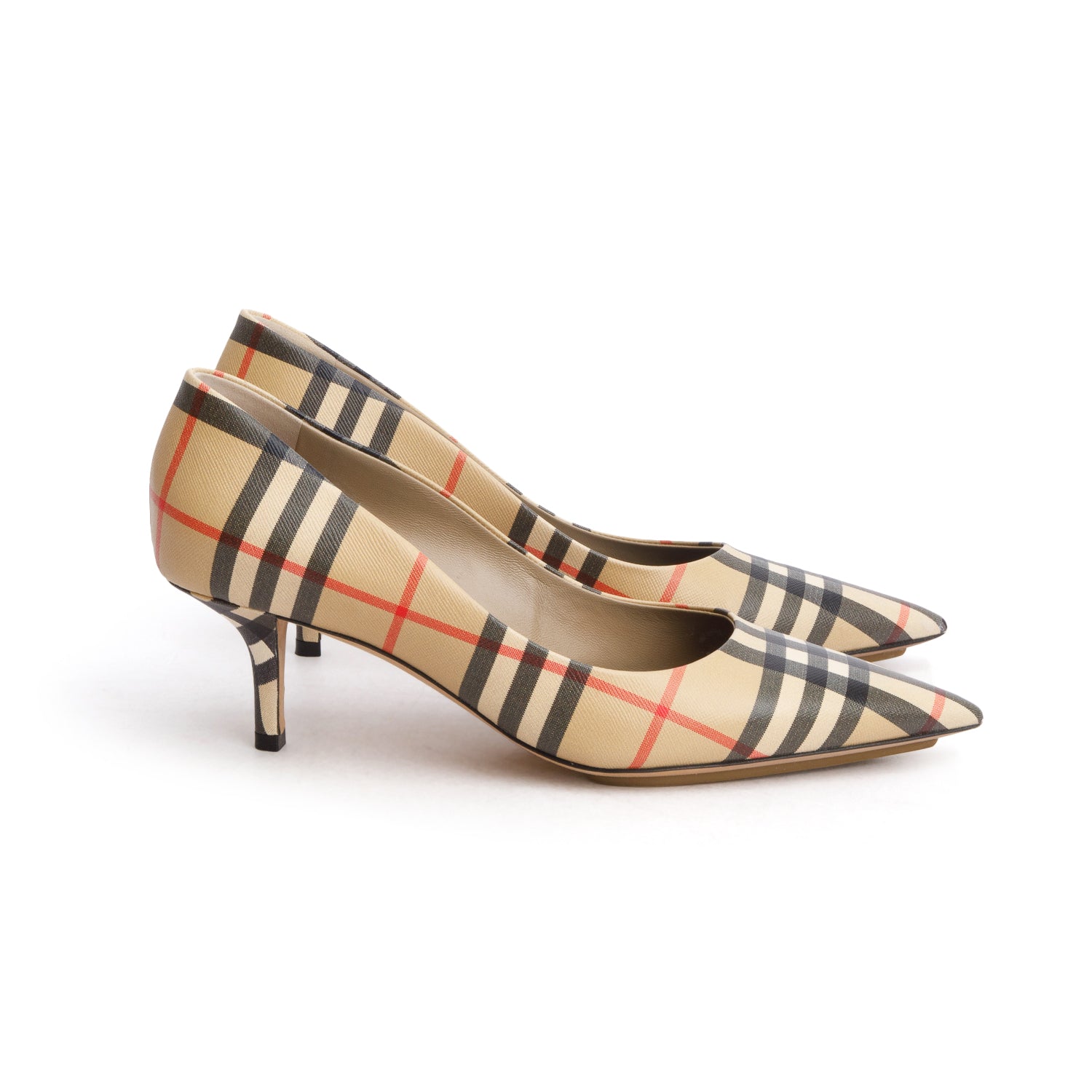 Burberry Beige Archive Check Aubri 55 Pumps, Women's Size 37