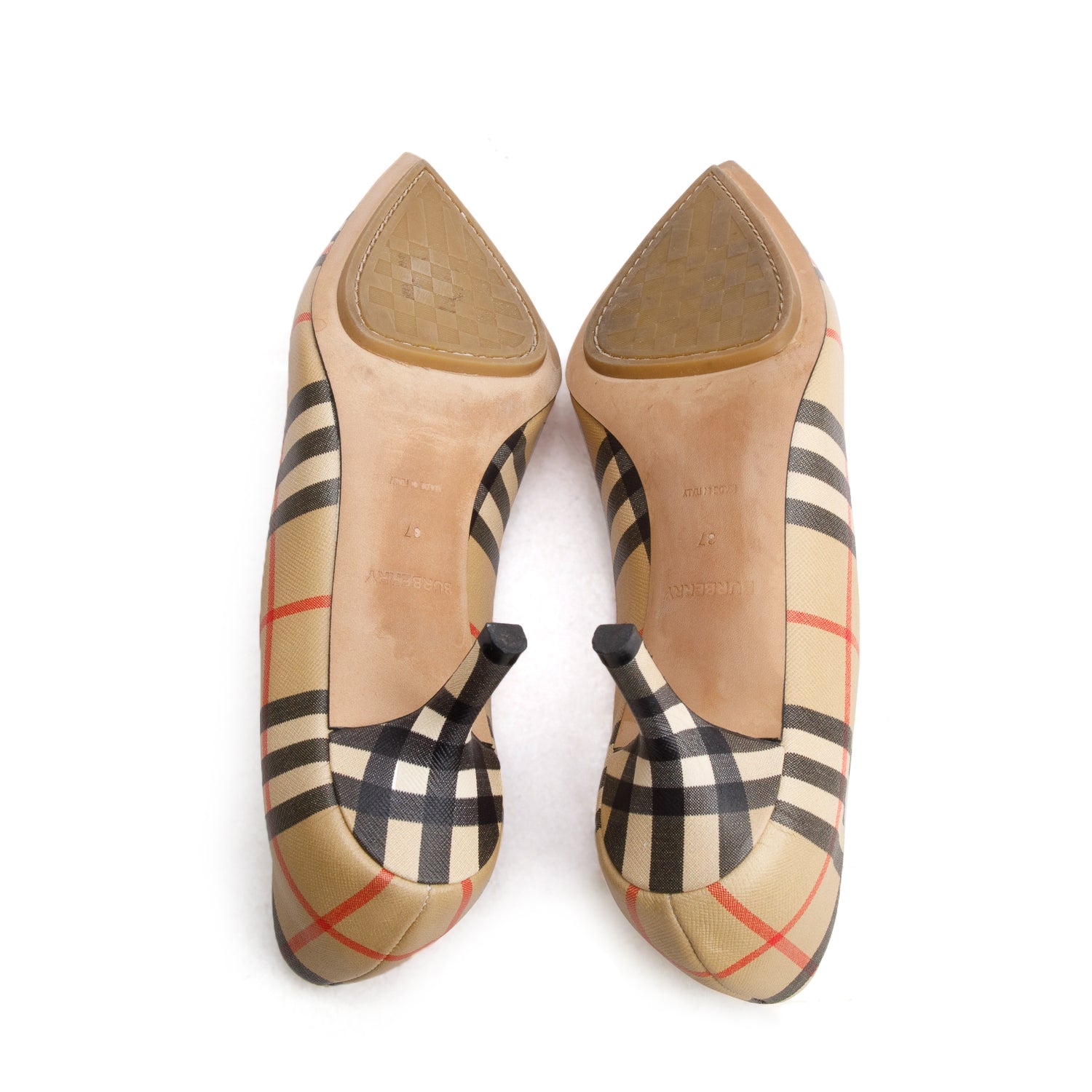 Burberry Beige Archive Check Aubri 55 Pumps, Women's Size 37