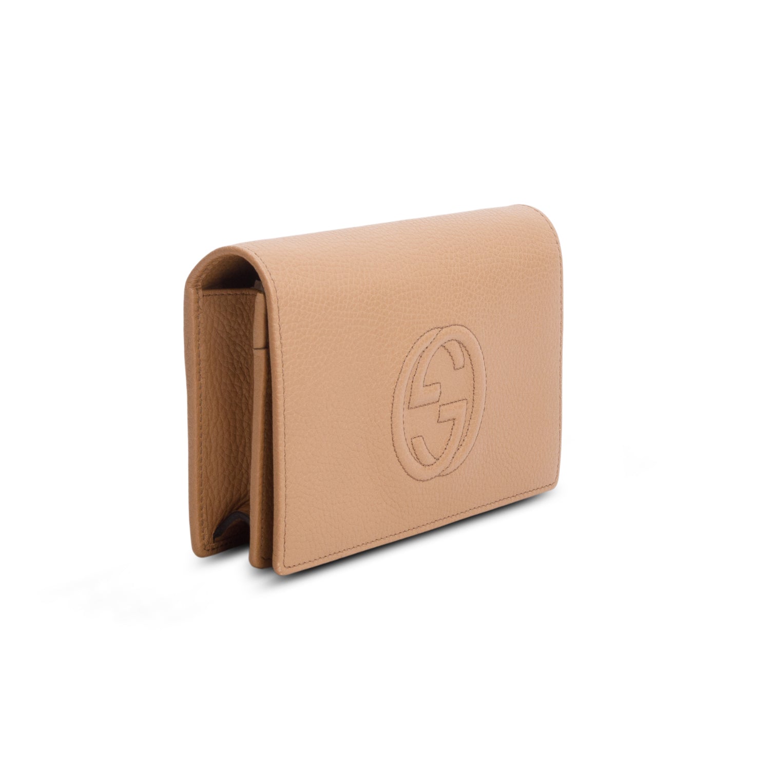 Gucci Brown Pebbled Calfskin Soho Wallet on Chain