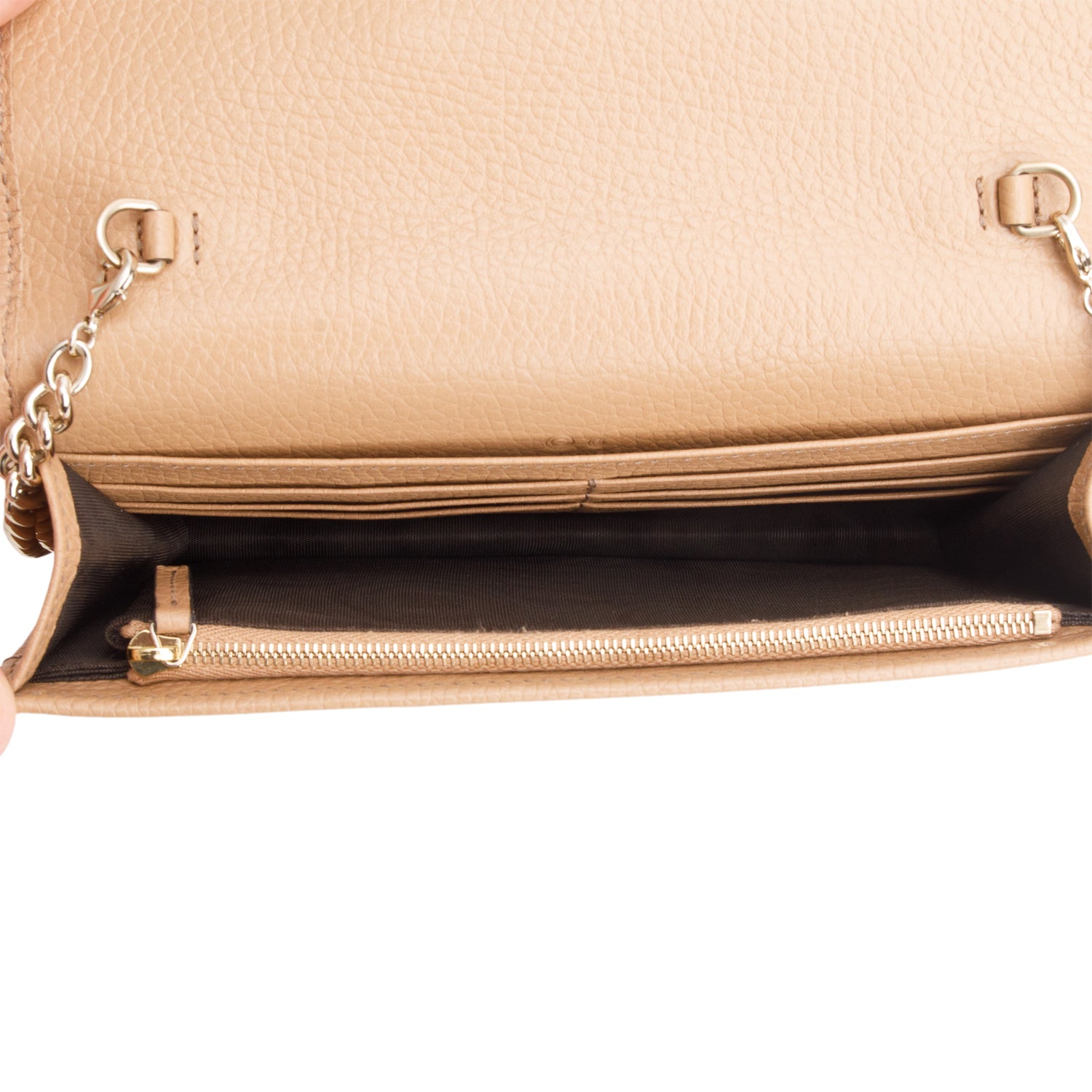Gucci Brown Pebbled Calfskin Soho Wallet on Chain