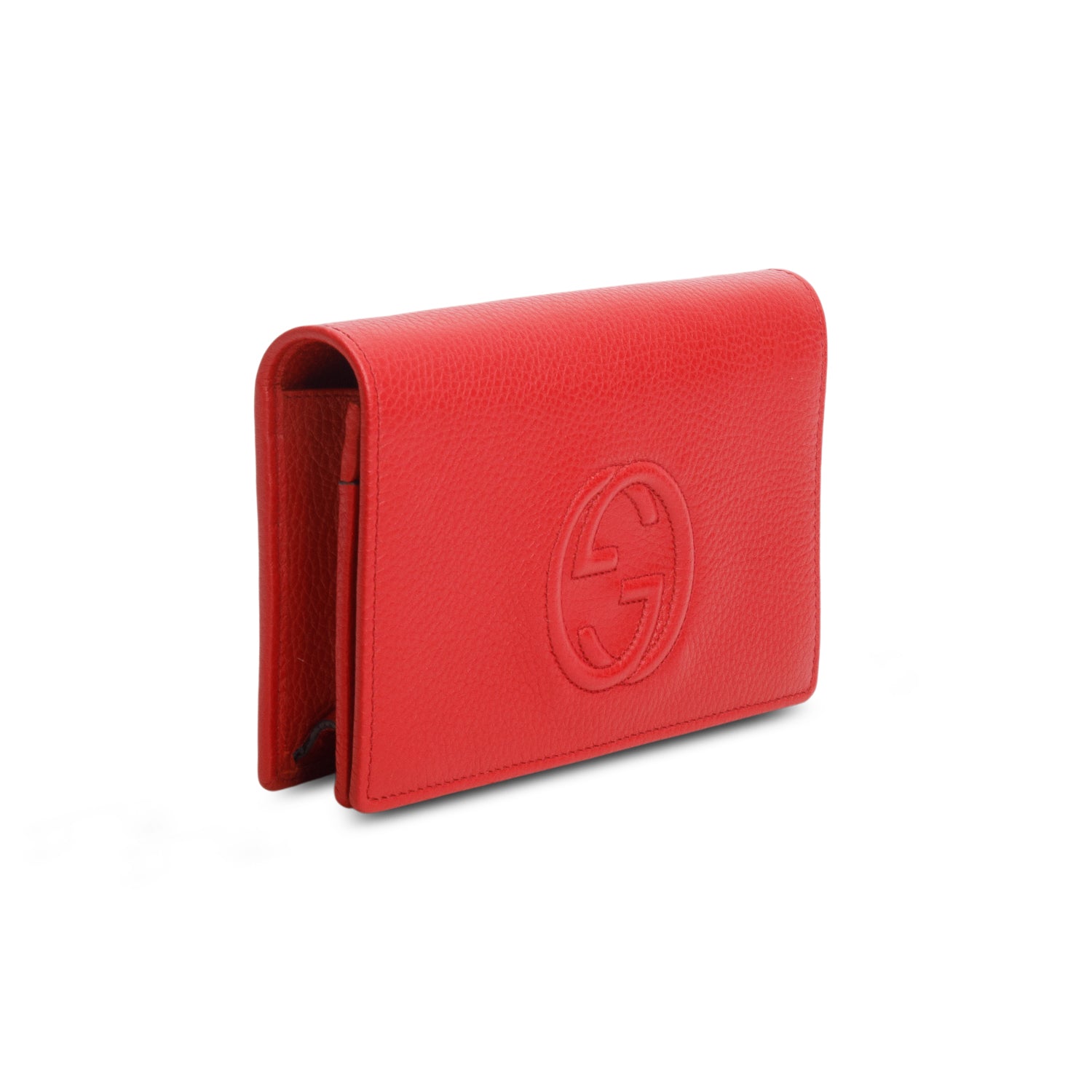 Gucci Red Pebbled Calfskin Soho Wallet on Chain