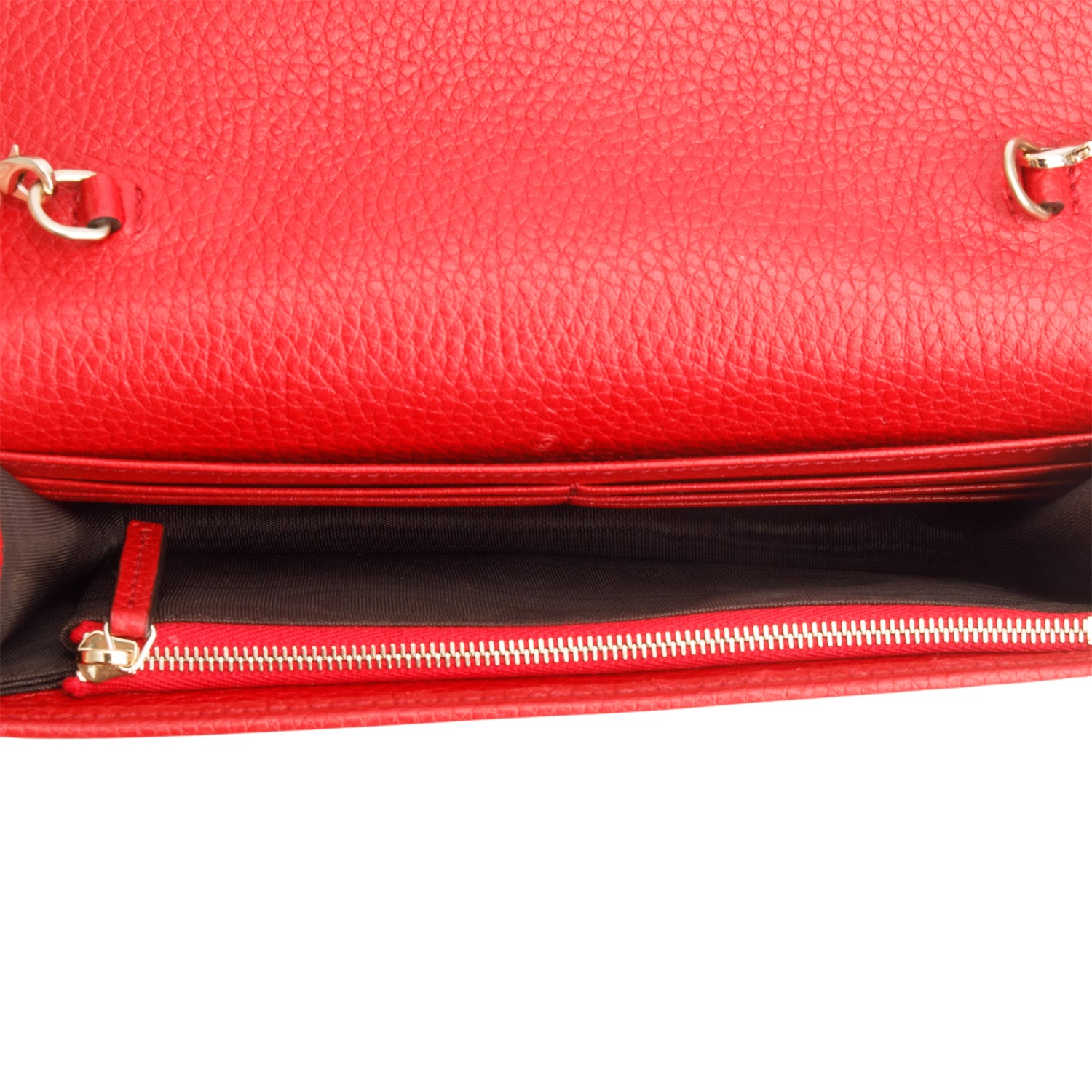 Gucci Red Pebbled Calfskin Soho Wallet on Chain