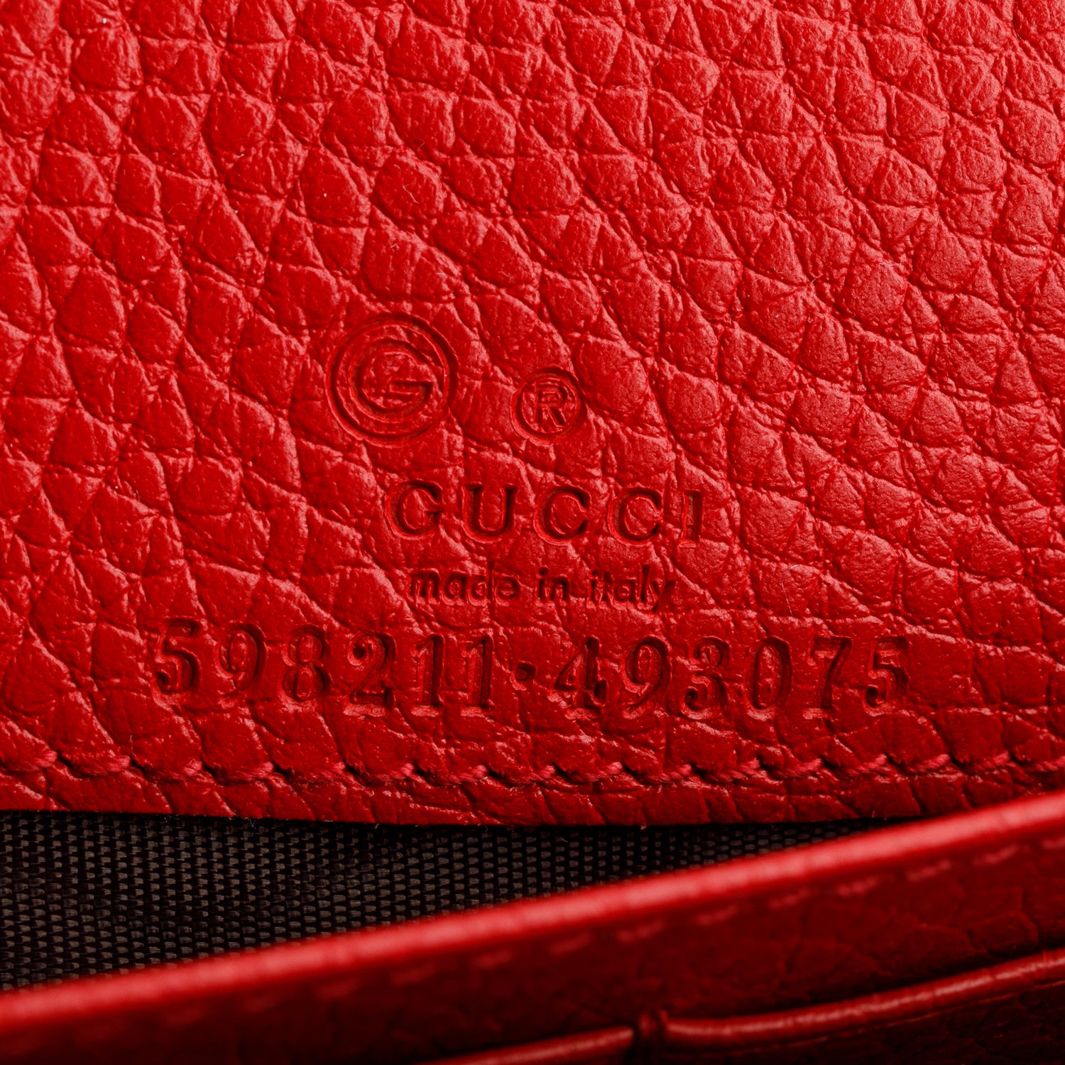 Gucci Red Pebbled Calfskin Soho Wallet on Chain