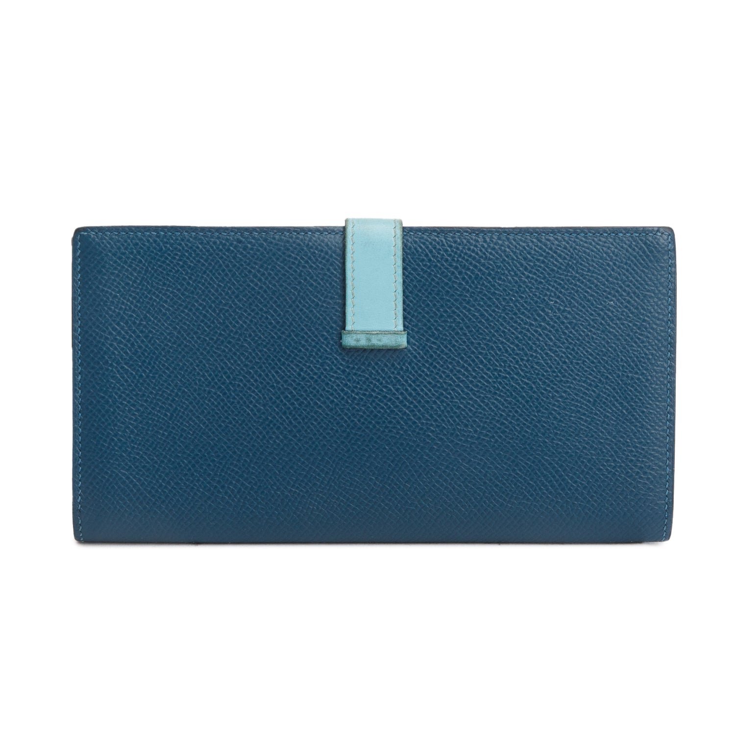 Hermes Colvert/Bleu Atoll Epsom Leather Bearn Gusset Wallet w/ Box & Receipt
