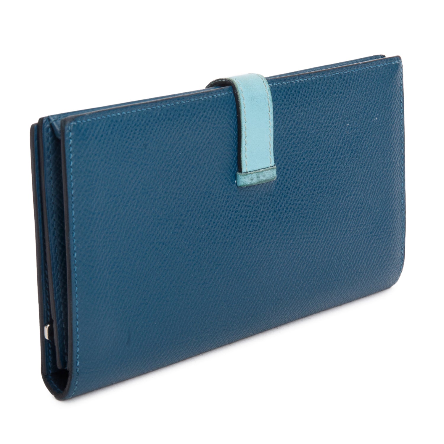 Hermes Colvert/Bleu Atoll Epsom Leather Bearn Gusset Wallet w/ Box & Receipt