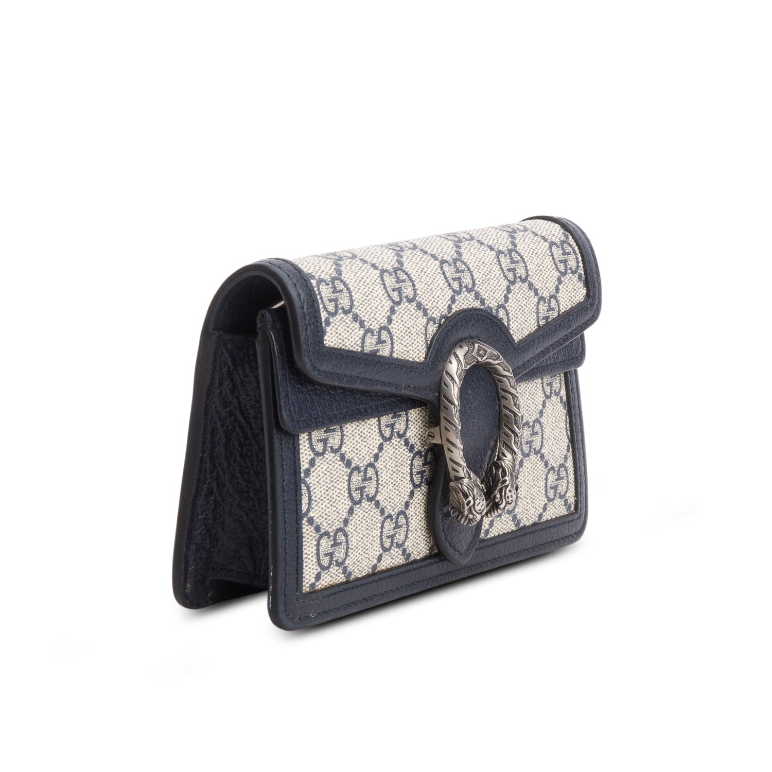 Gucci Navy GG Supreme Monogram Textured Dollar Calfskin Super Mini Dionysus