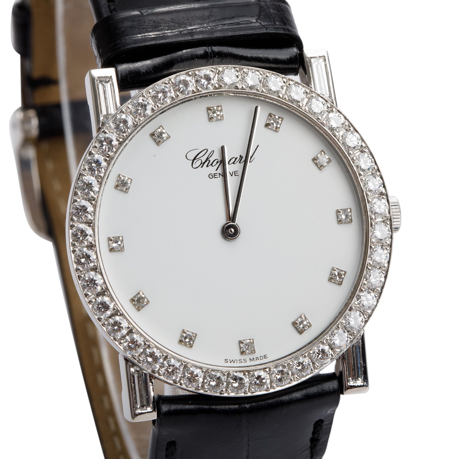 Chopard Vintage Platinum Diamond Bezel 31 MM Watch White Diamond Dial