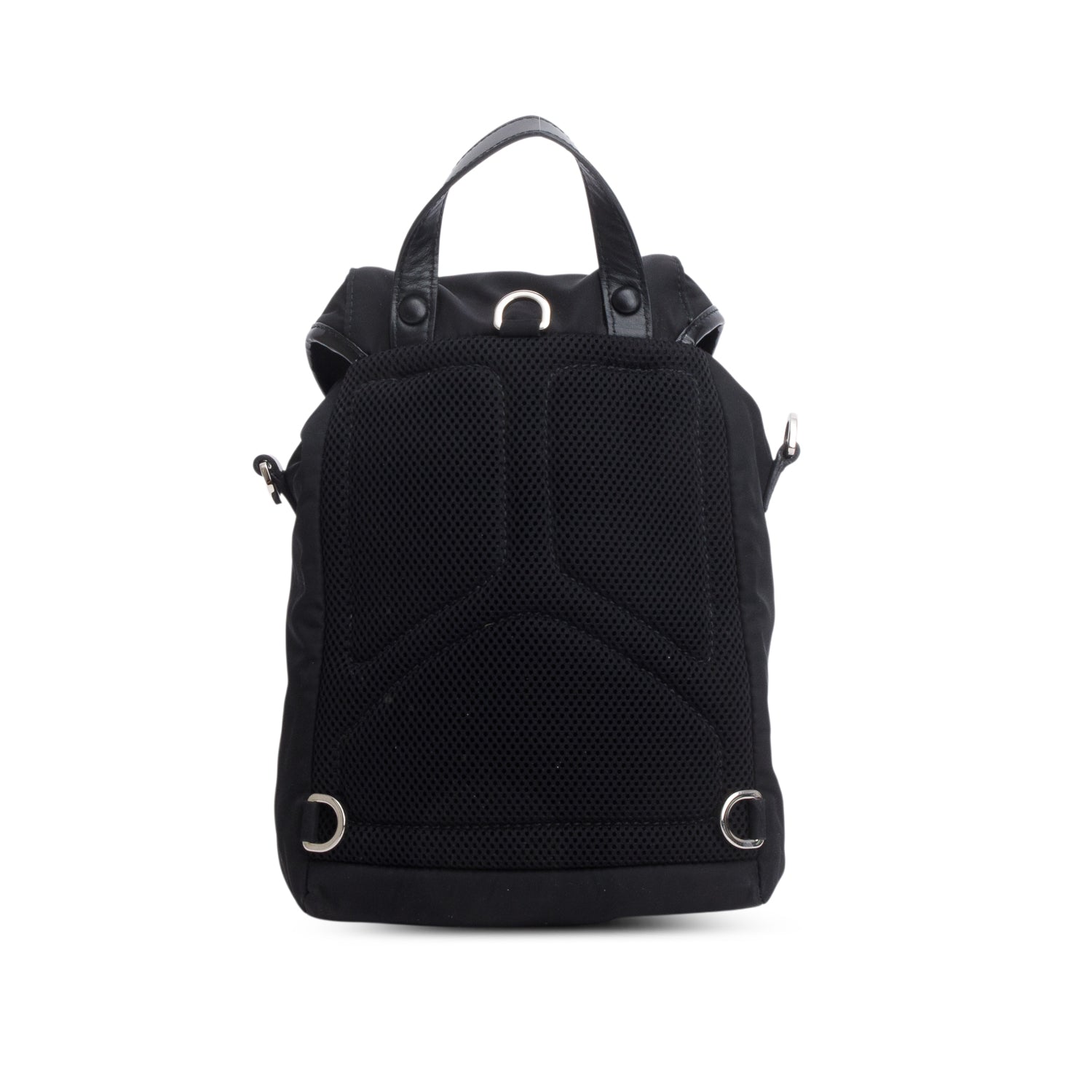 Prada Black Nylon Brushed Calfskin Mini Sling Backpack