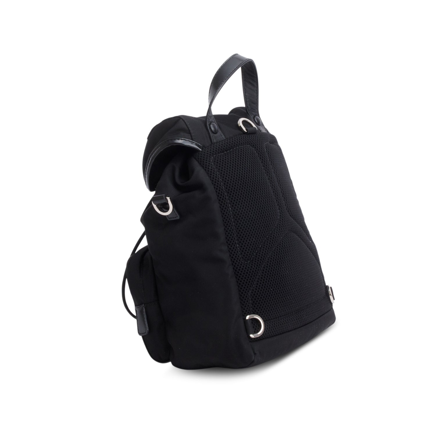 Prada Black Nylon Brushed Calfskin Mini Sling Backpack