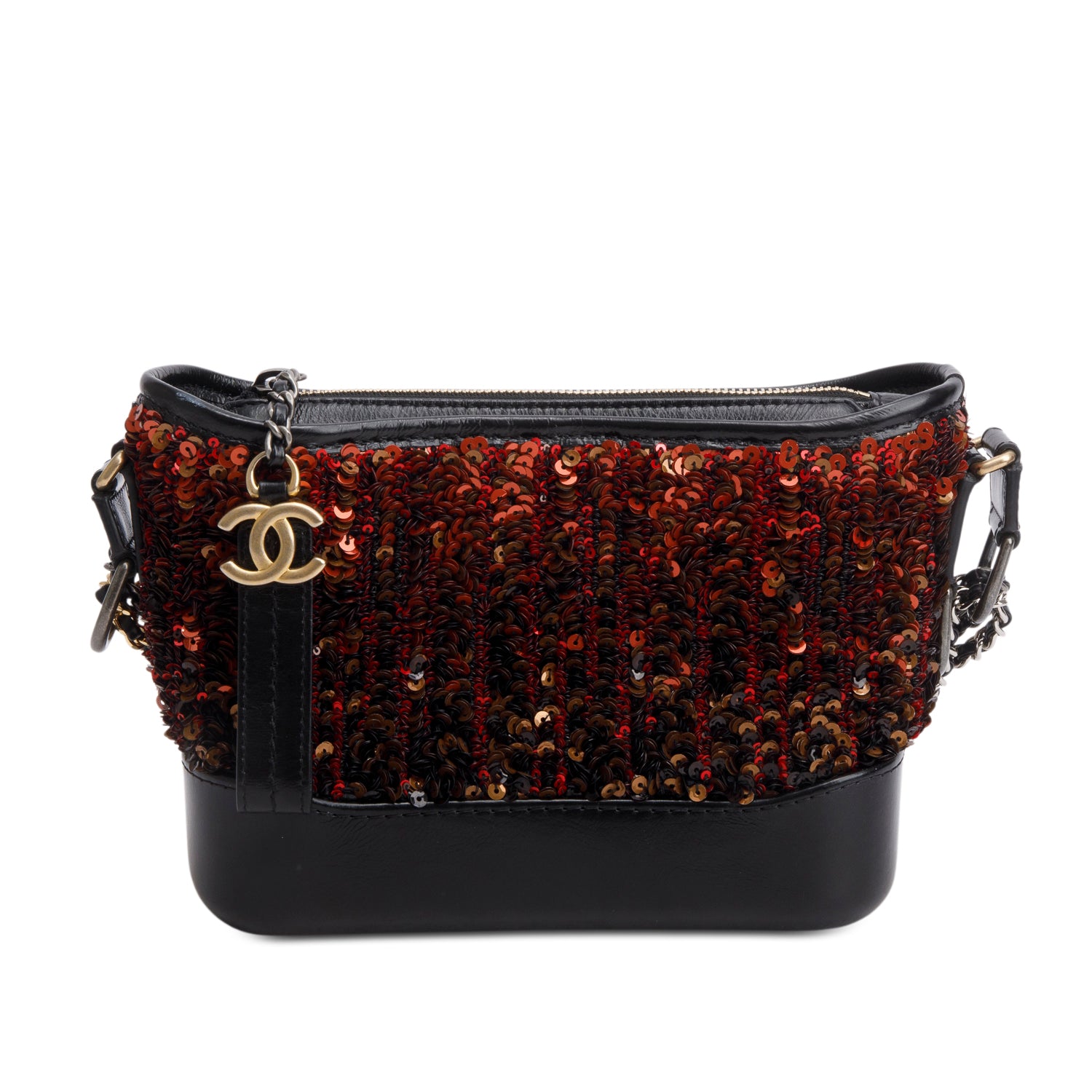 Chanel Red Sequin Calfskin Small Gabrielle Hobo w/ Box