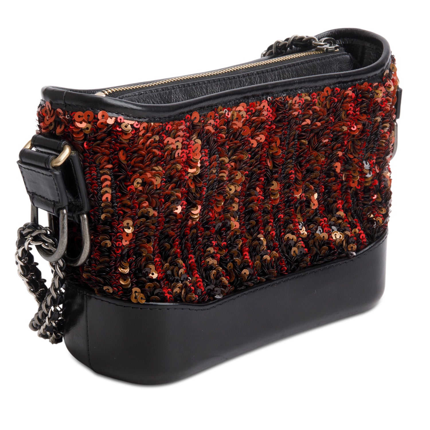 Chanel Red Sequin Calfskin Small Gabrielle Hobo w/ Box