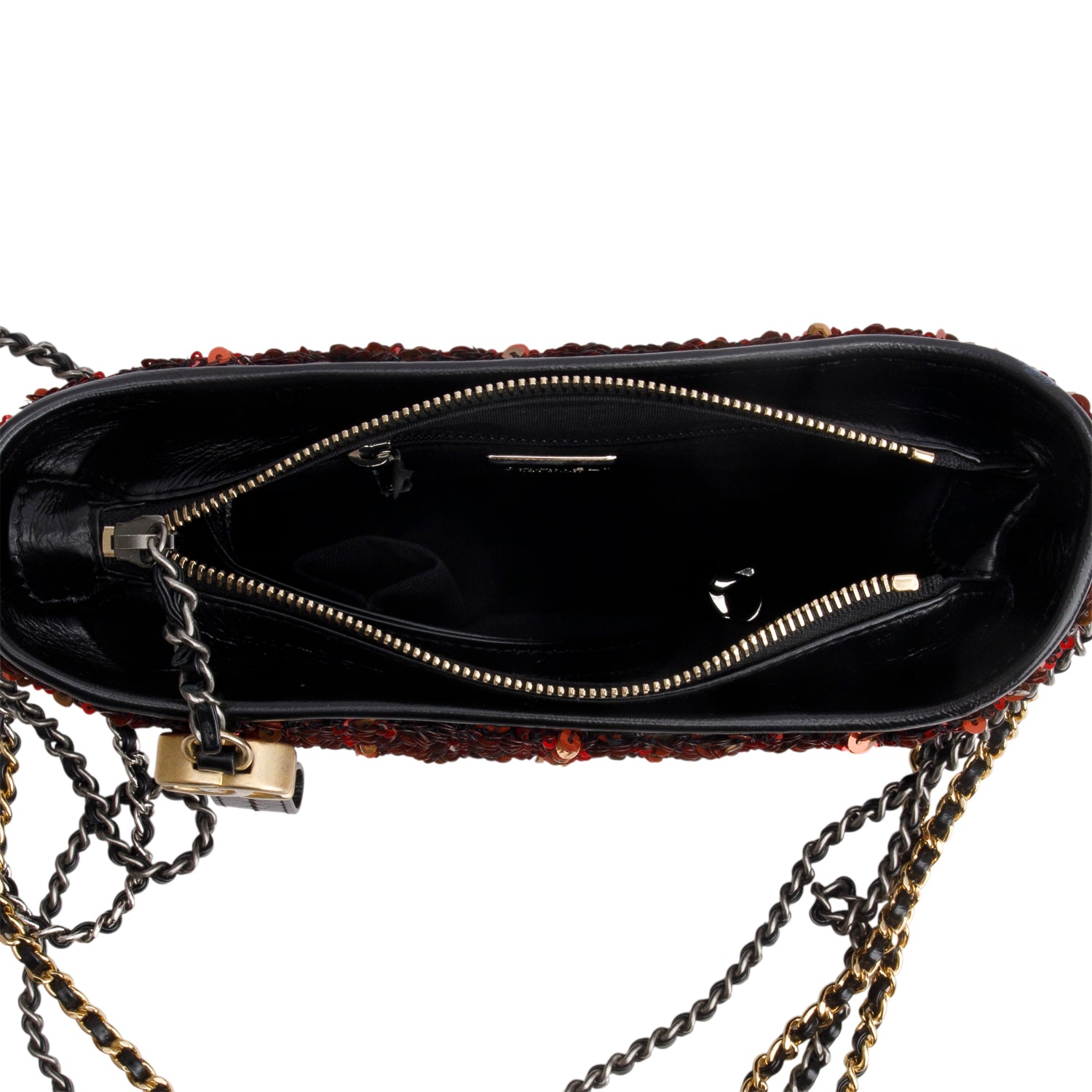 Chanel Red Sequin Calfskin Small Gabrielle Hobo w/ Box