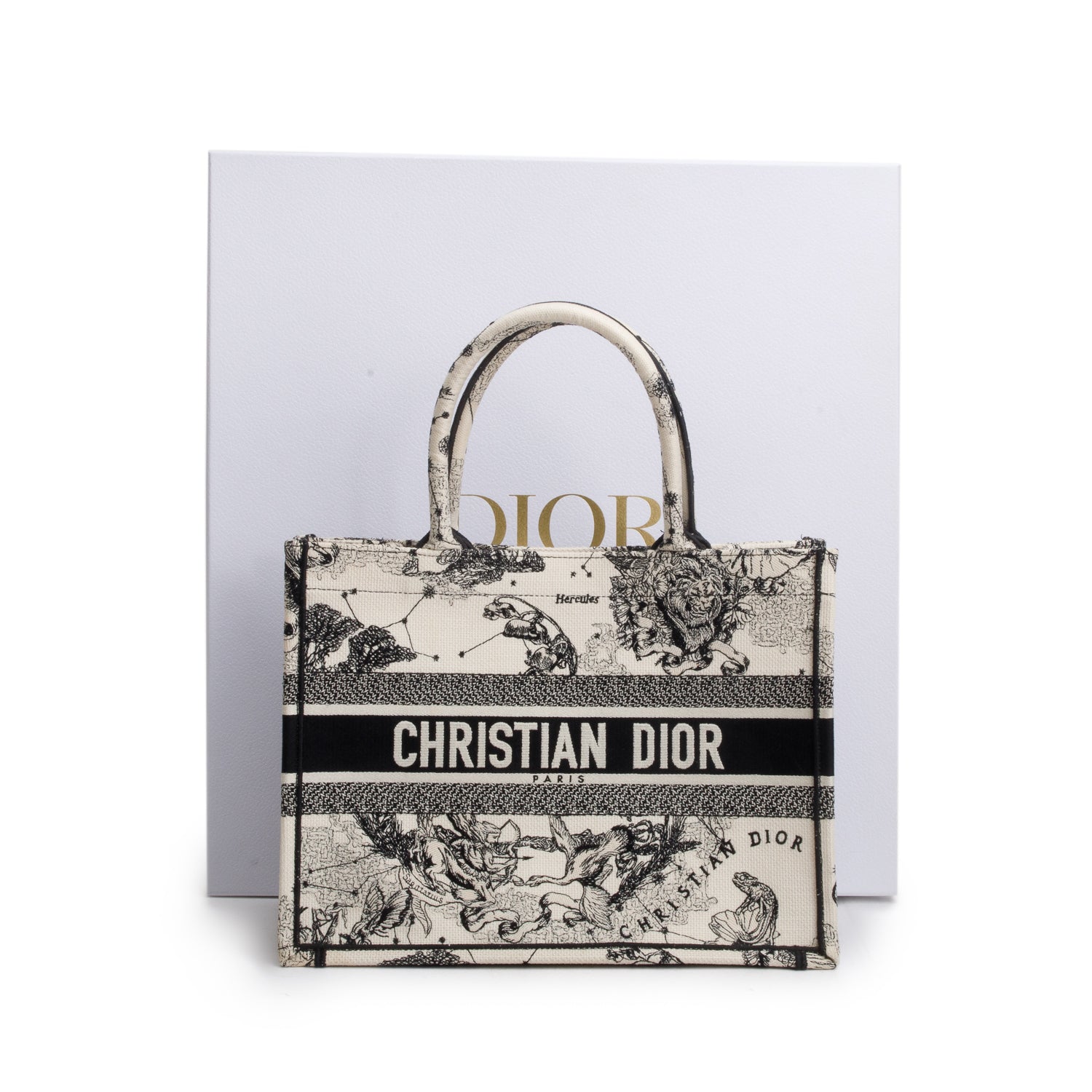 Christian Dior 2021 Canvas Embroidered Medium Zodiac Toile de Jouy Book Tote w/ Box