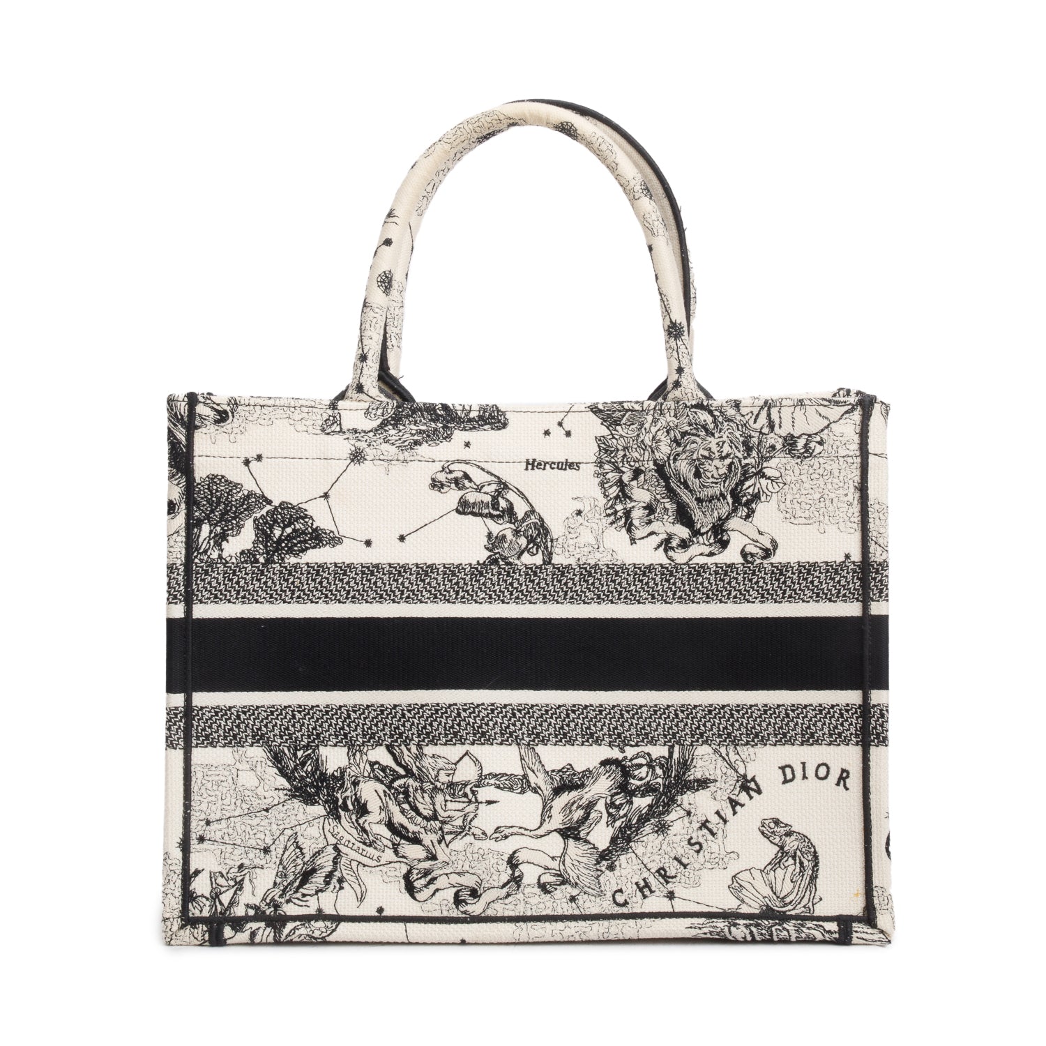 Christian Dior 2021 Canvas Embroidered Medium Zodiac Toile de Jouy Book Tote w/ Box