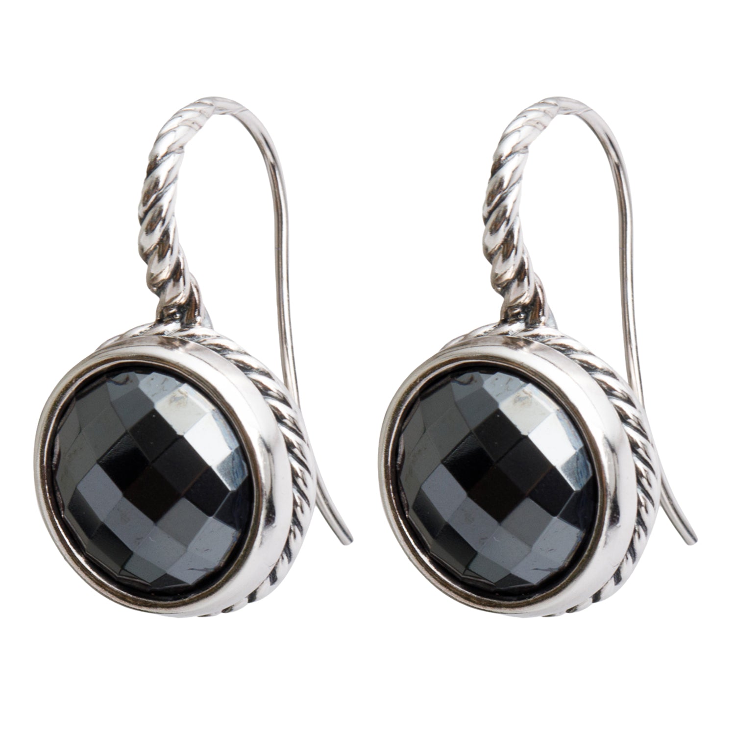 David Yurman Sterling Silver Hematite Drop Earrings