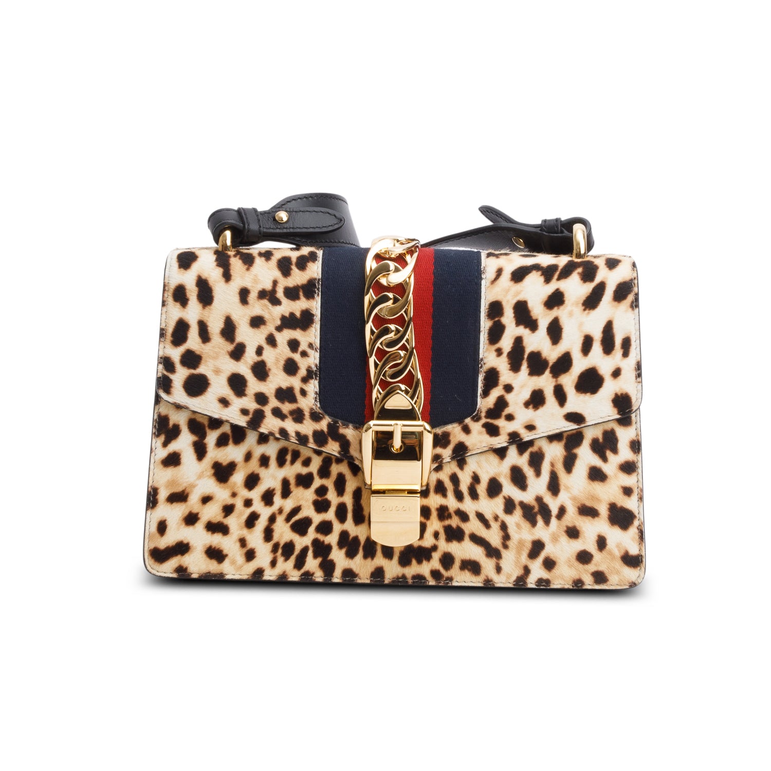 Gucci Calf Hair Leopard Print Small Sylvie Shoulder Bag w/ Straps