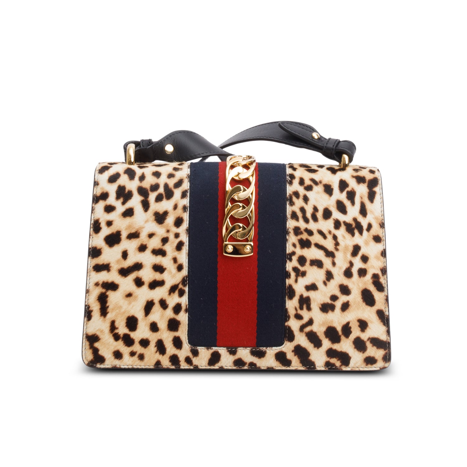Gucci Calf Hair Leopard Print Small Sylvie Shoulder Bag w/ Straps