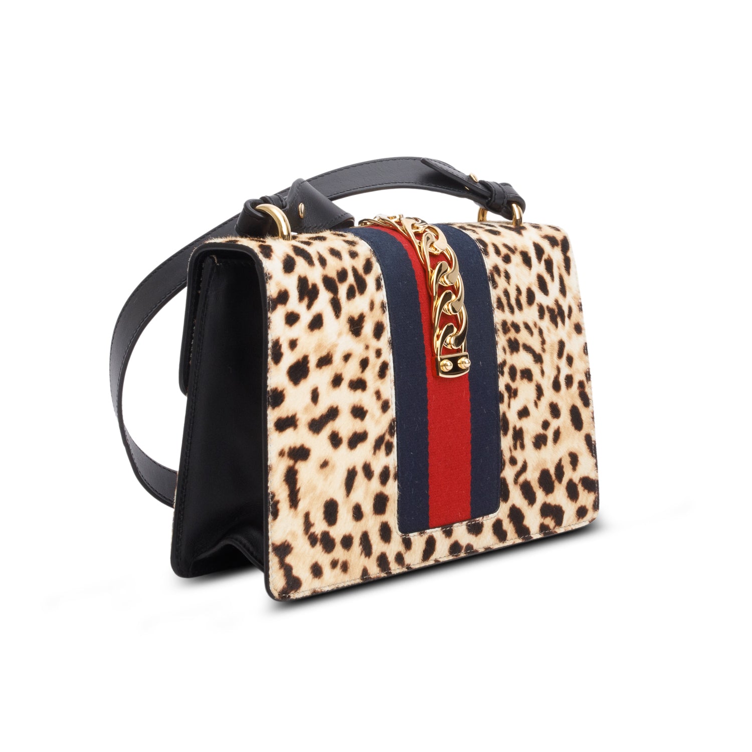 Gucci Calf Hair Leopard Print Small Sylvie Shoulder Bag w/ Straps