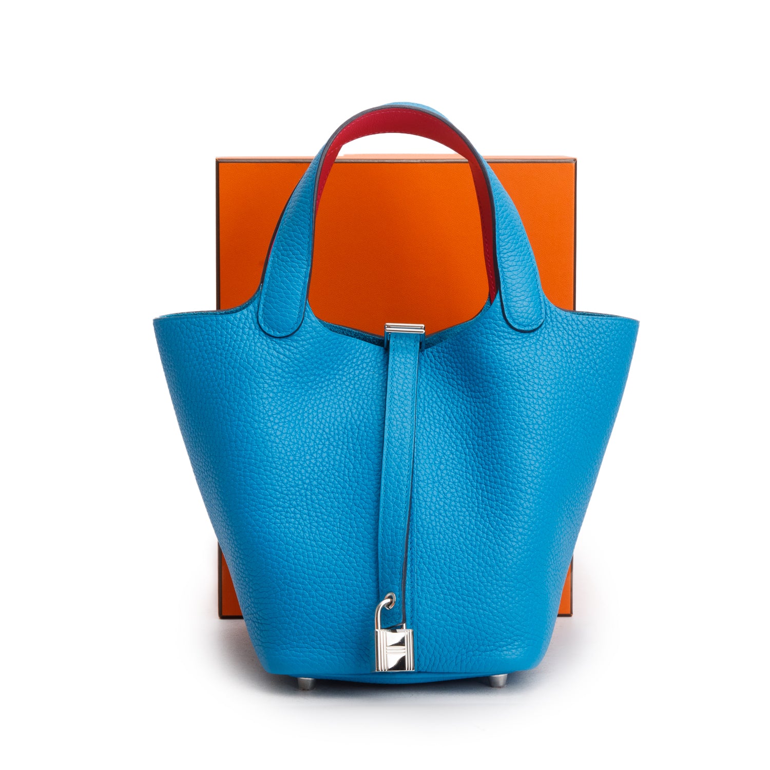 Hermes 2021 Bleu Frida/Rose Mexico Taurillon Clemence Picotin Lock 18 w/ Box