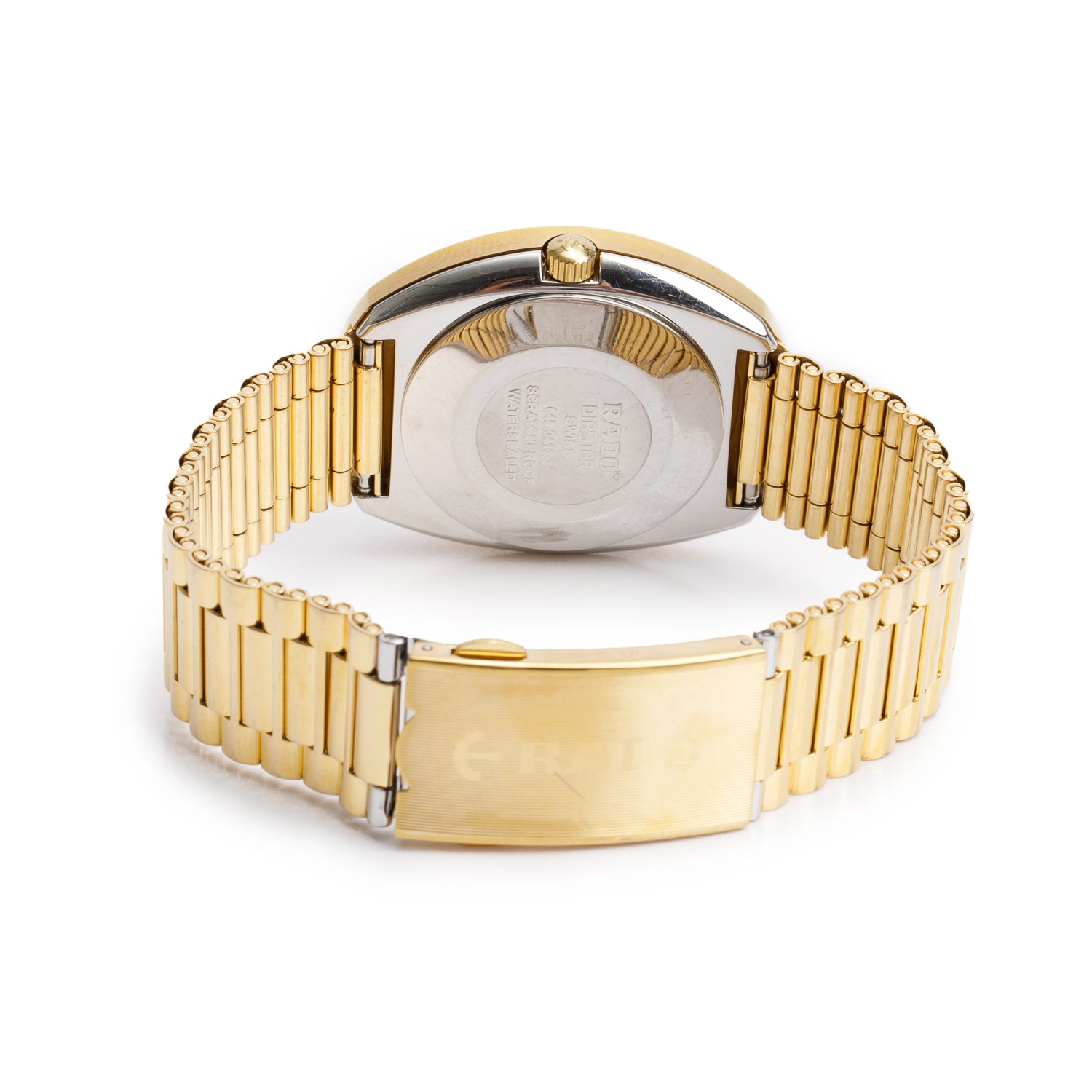 Rado Gold Plated Stainless Steel The Original Diastar 35 MM Automatic Watch Gold Diamond Dial w/ Box & Papers