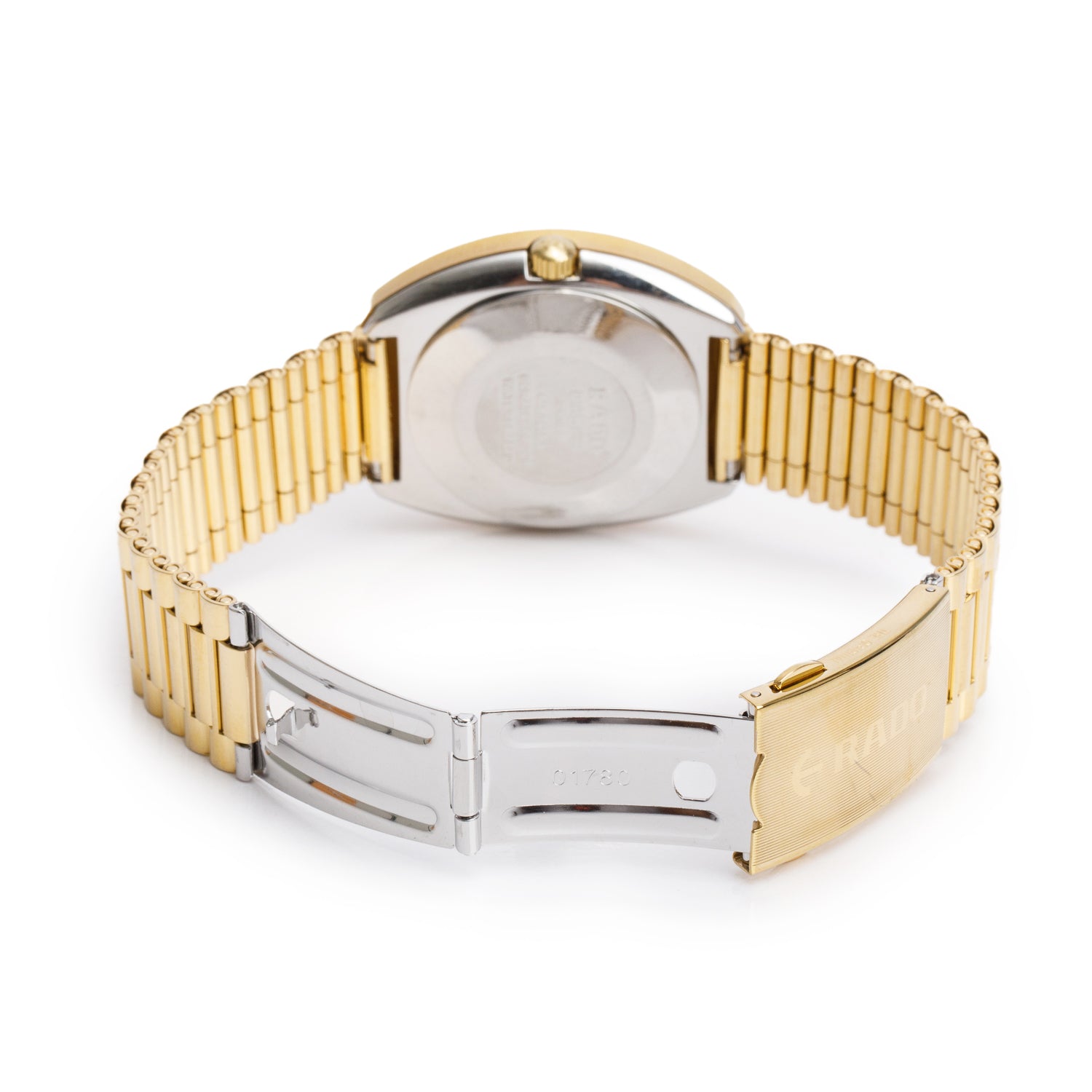 Rado Gold Plated Stainless Steel The Original Diastar 35 MM Automatic Watch Gold Diamond Dial w/ Box & Papers