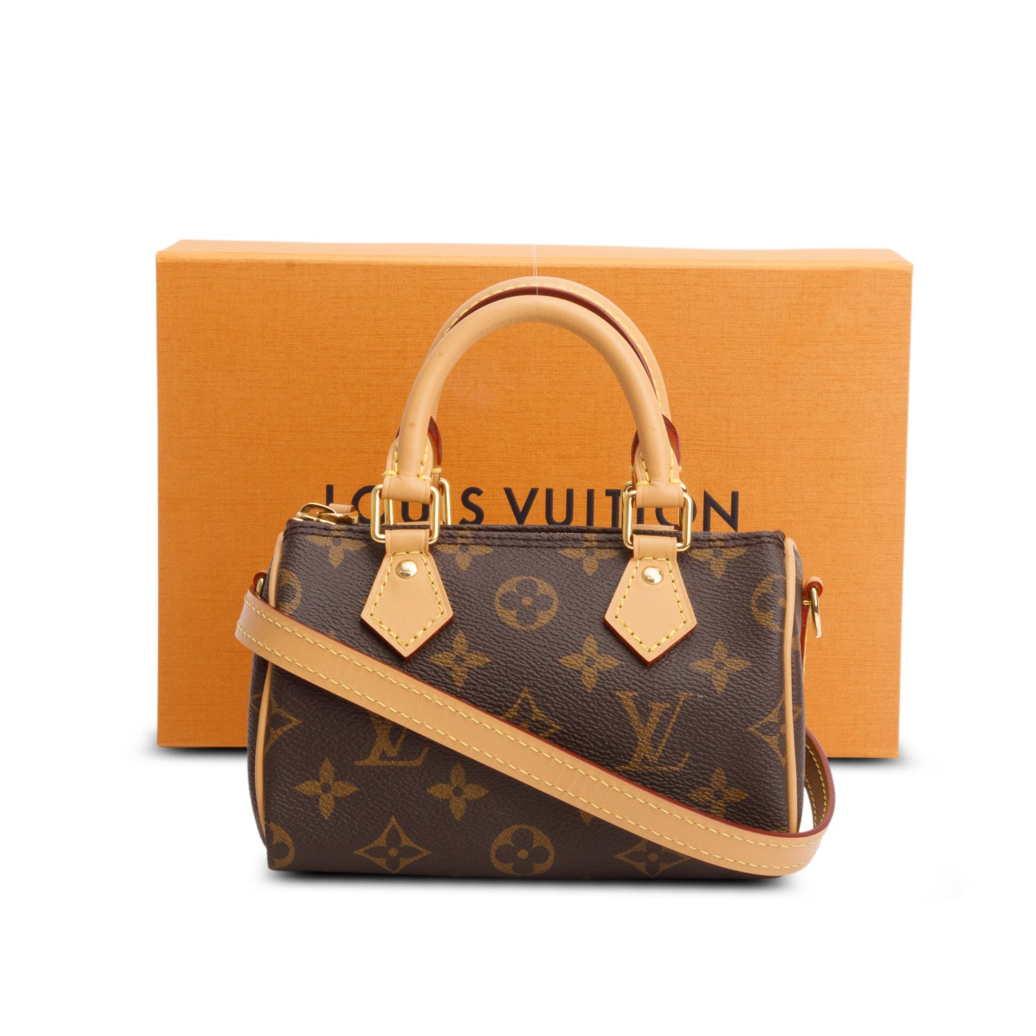 Louis Vuitton 2023 Monogram Nano Speedy Bandouliere w/ Box, Receipt & Strap
