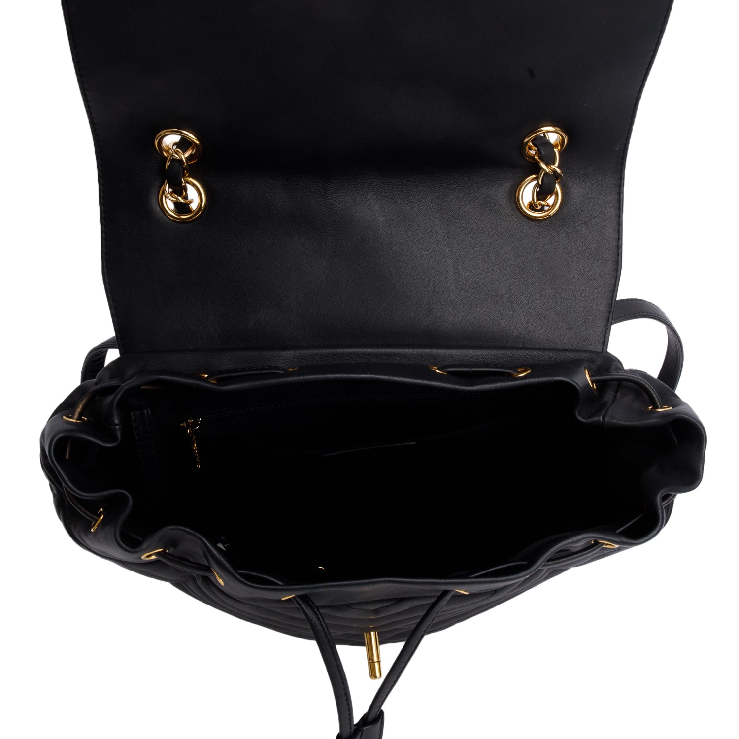 Chanel Black Chevron Quilted Lambskin Leather Small Urban Spirit Backpack