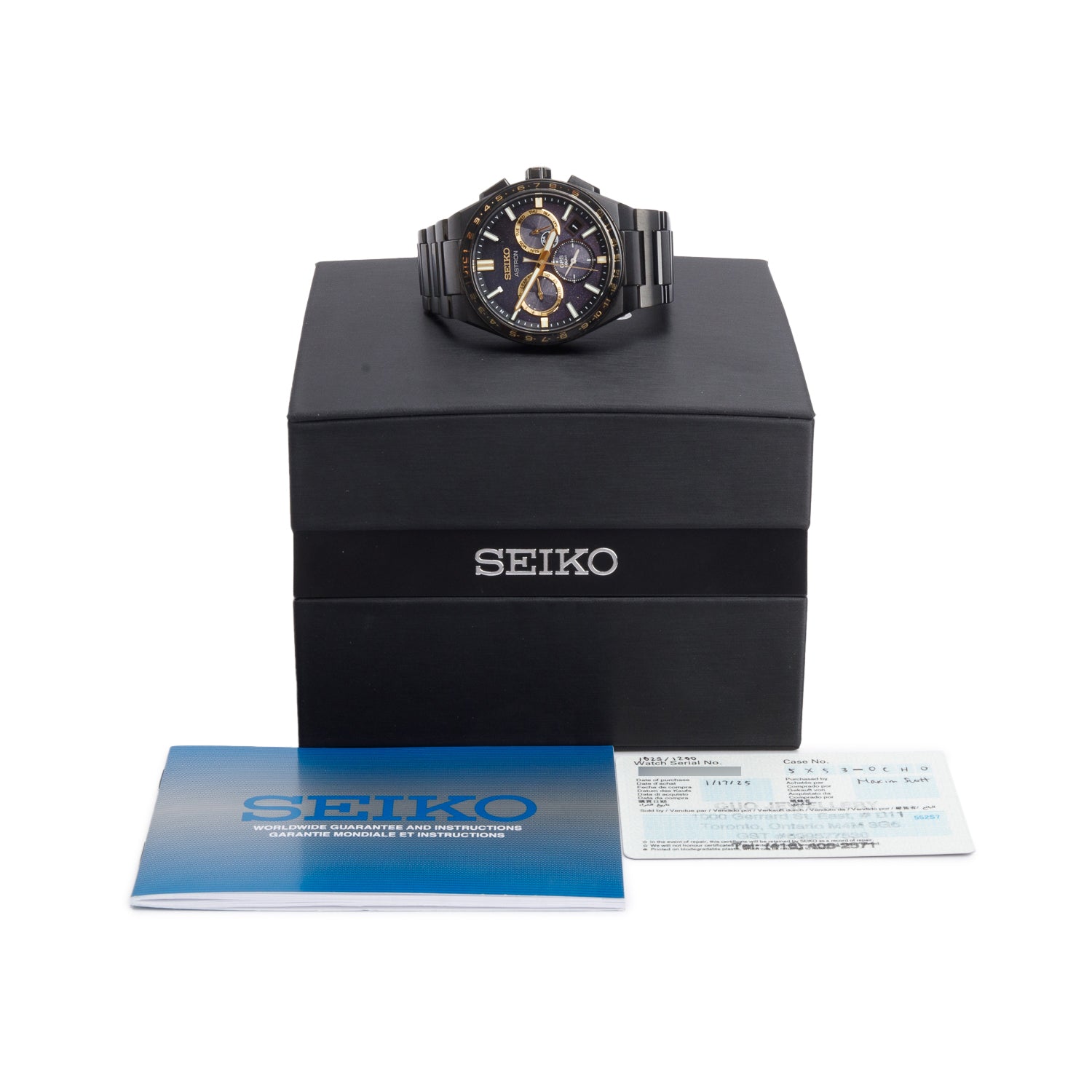 Seiko Limited Edition Black Titanium Astron Solar GPS 43 MM Chronograph Watch SSH145J1 w/ Box