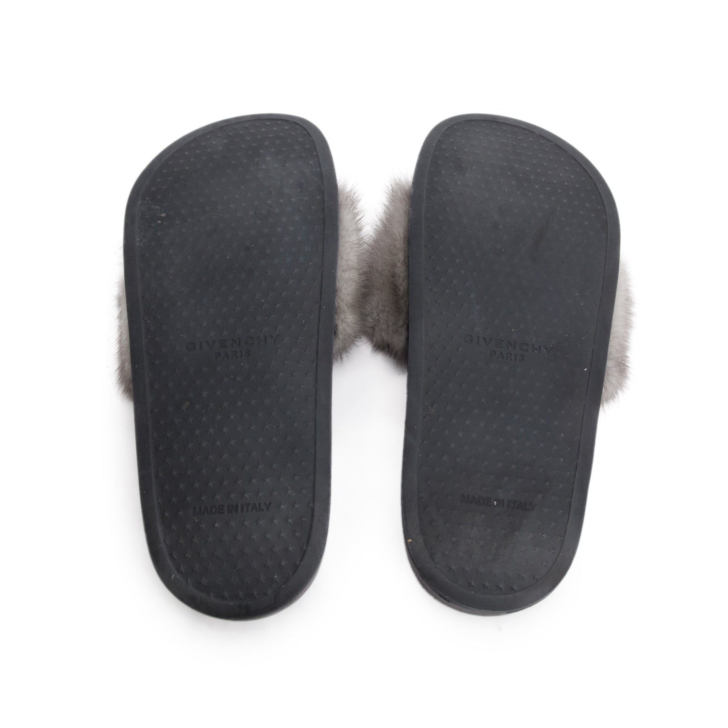 Givenchy Grey Mink Fur Slides, Women's Size 40