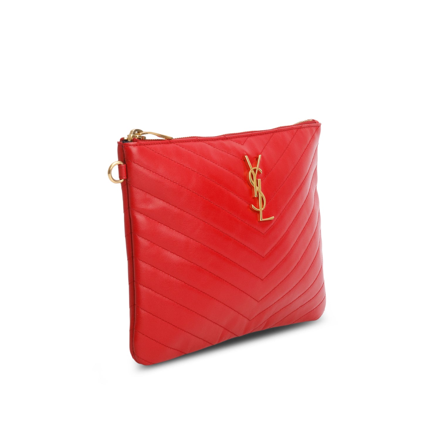 Saint Laurent Calfskin Matelasse Chevron Monogram A5 Wristlet